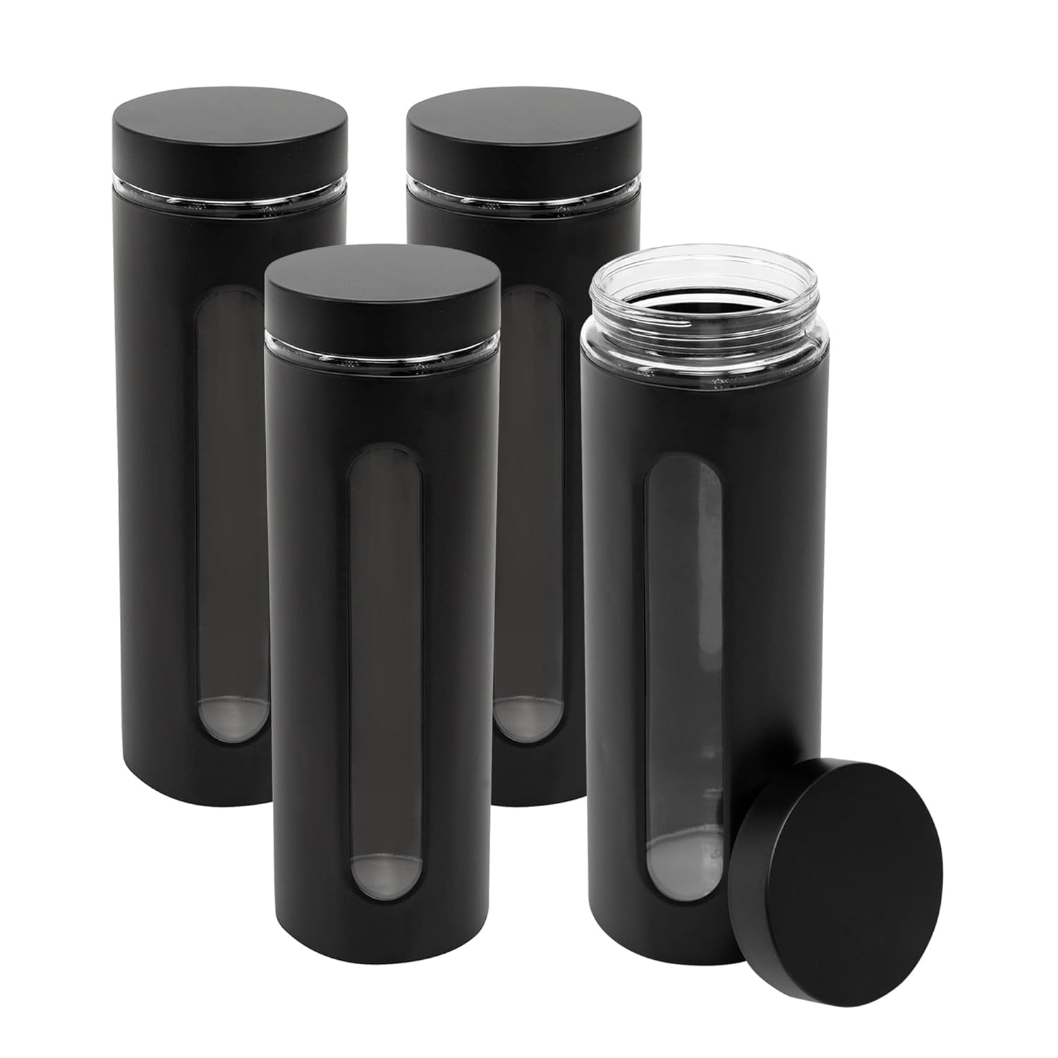 Cutting EDGE Oval Window - Powdered Black Finish Glass Jars for Dal,Dry Fruits,Spices and other Kitchen Storage