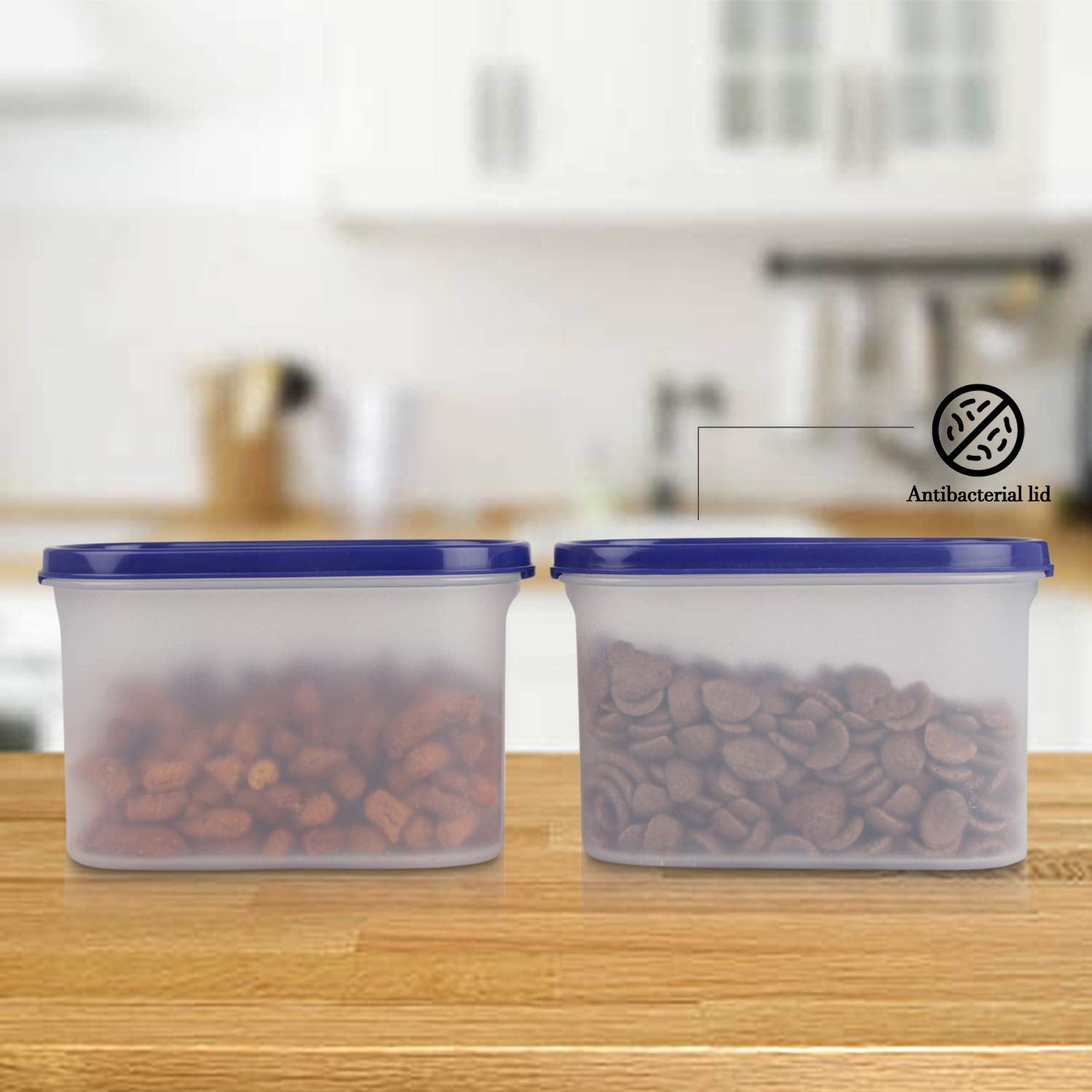 Cutting EDGE Anti Microbial Seal, Anti Bacterial Protection Storage Containers Set Oval, Modular Kitchen, for Flour, Cereals, Snacks, Stackable, BPA Free, Modular