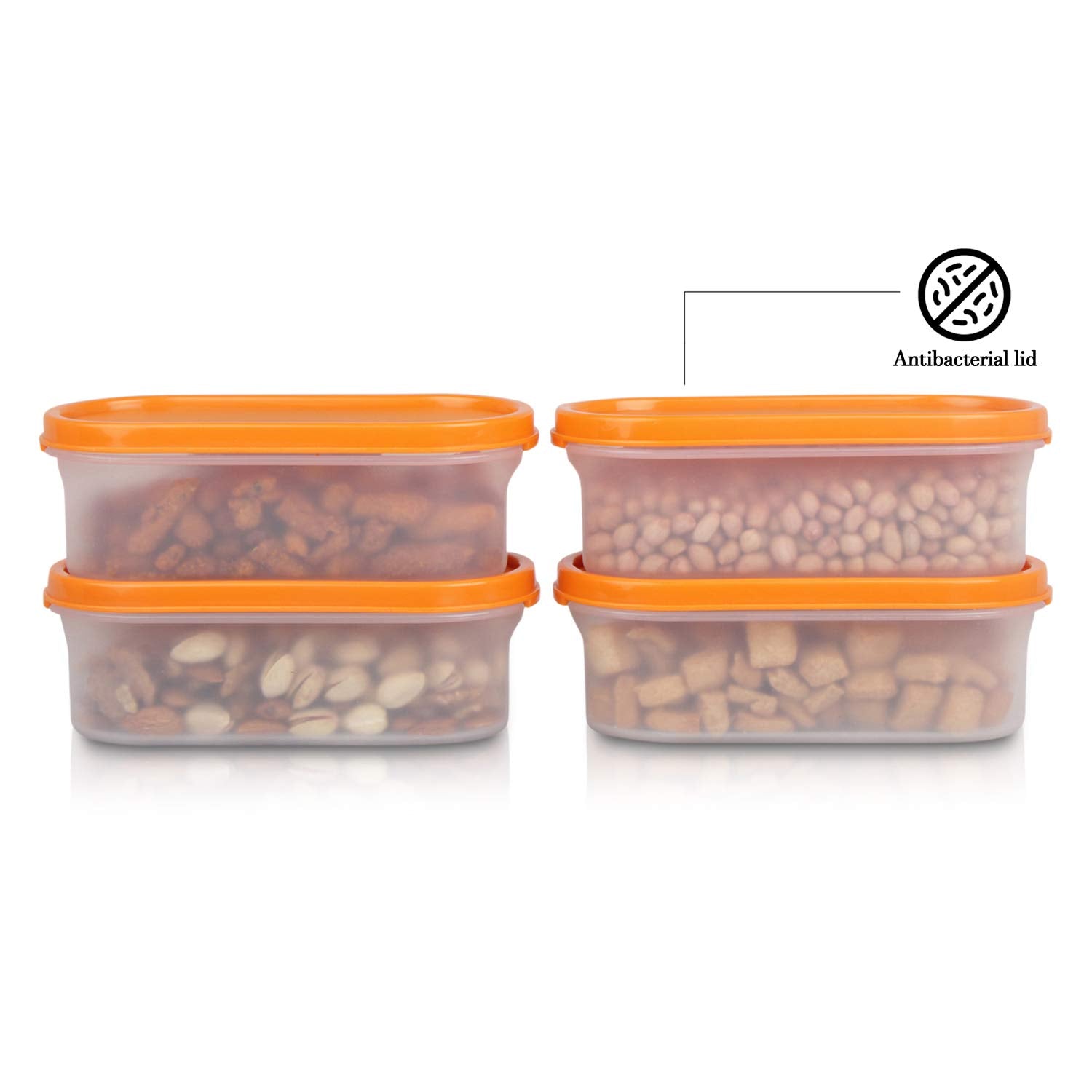Cutting EDGE Anti Microbial Seal, Anti Bacterial Protection Storage Containers Set Oval, Modular Kitchen, for Flour, Cereals, Snacks, Stackable, BPA Free, Modular