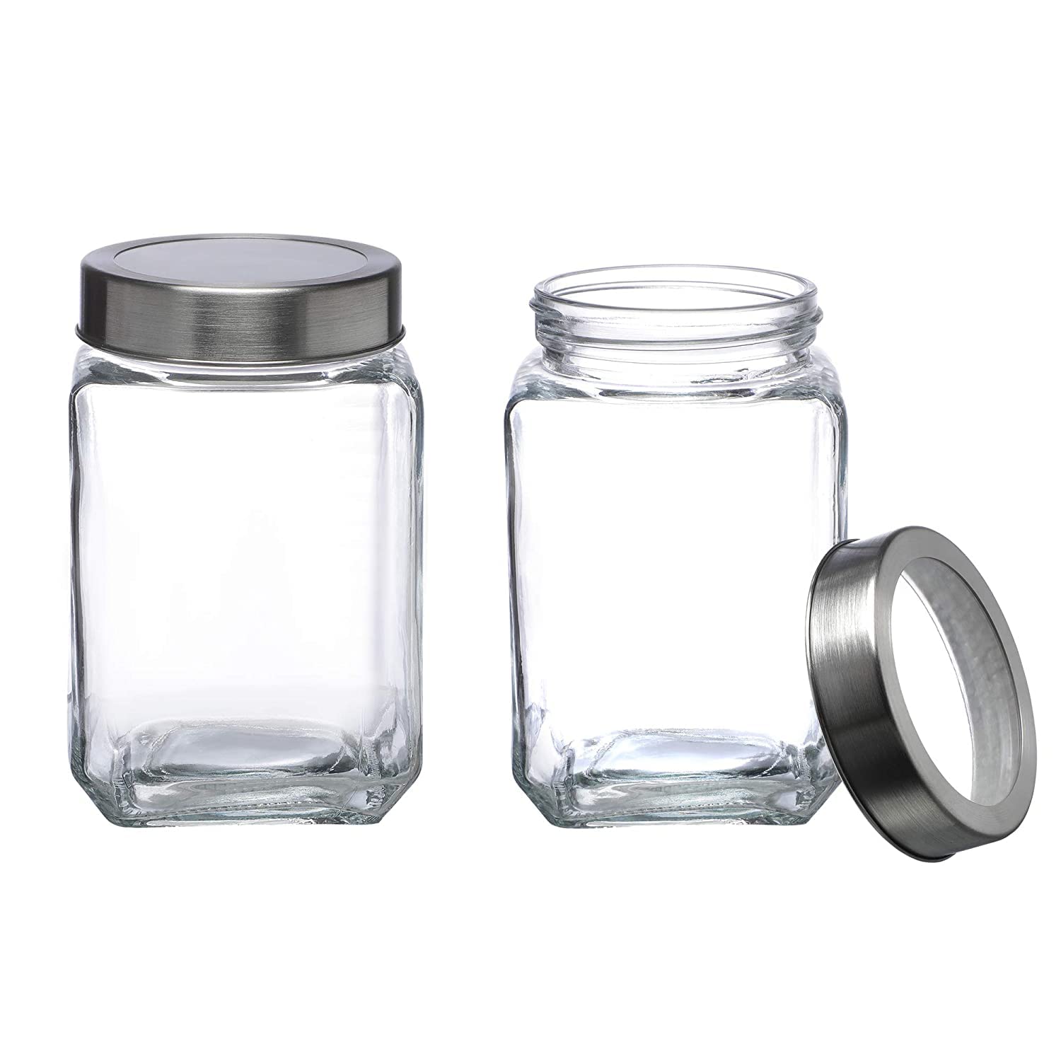 Cutting EDGE Glass Jar Transparent Barni for Kitchen, Aachar Pickle, Dal, Dry Fruits, Masala, Spices, Grocery, Grains Storage Container with Silver See-Through Cap