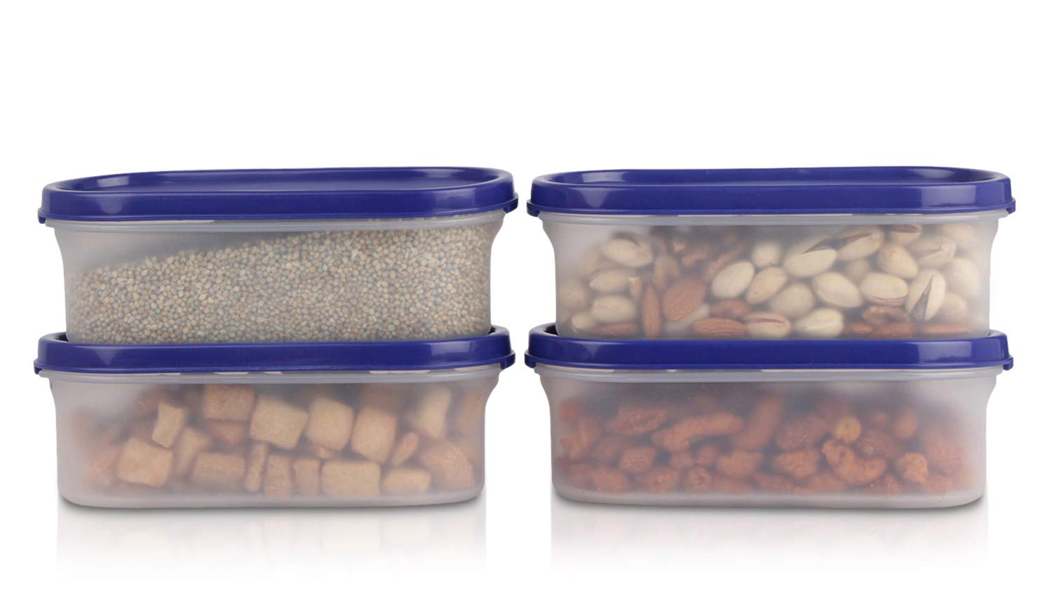Cutting EDGE Anti Microbial Seal, Anti Bacterial Protection Storage Containers Set Oval, Modular Kitchen, for Flour, Cereals, Snacks, Stackable, BPA Free, Modular