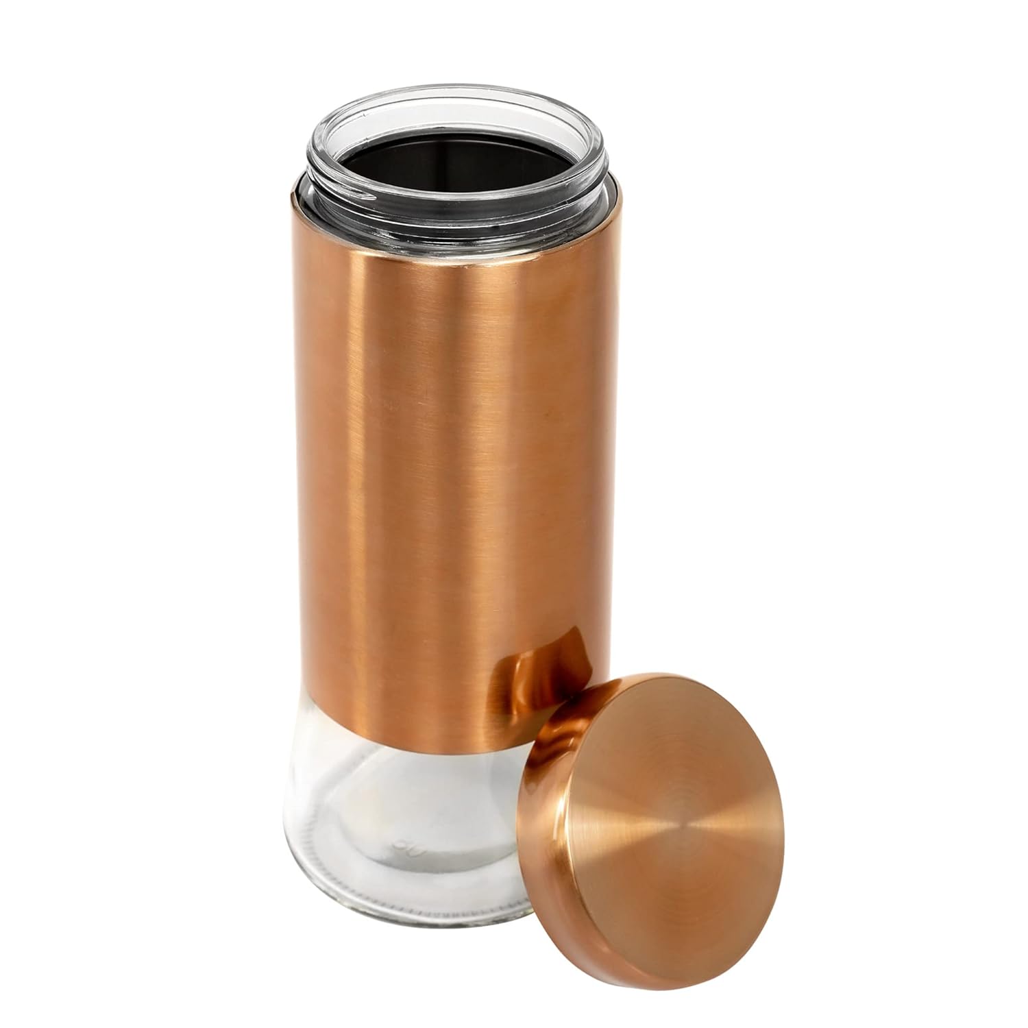 Cutting EDGE Rose Gold Finish Clear Glass Tapered Glass Jars for Sugar,Cereal, Spices, Pulses and other Kitchen Storage