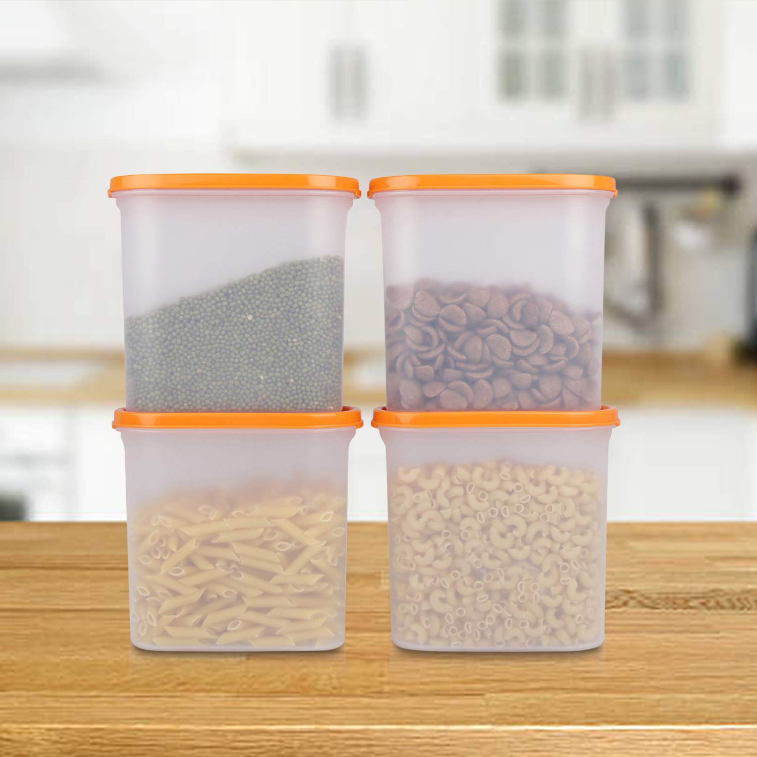 Cutting EDGE Anti Microbial Seal, Anti Bacterial Protection Storage Containers Set Oval, Modular Kitchen, for Flour, Cereals, Snacks, Stackable, BPA Free, Modular