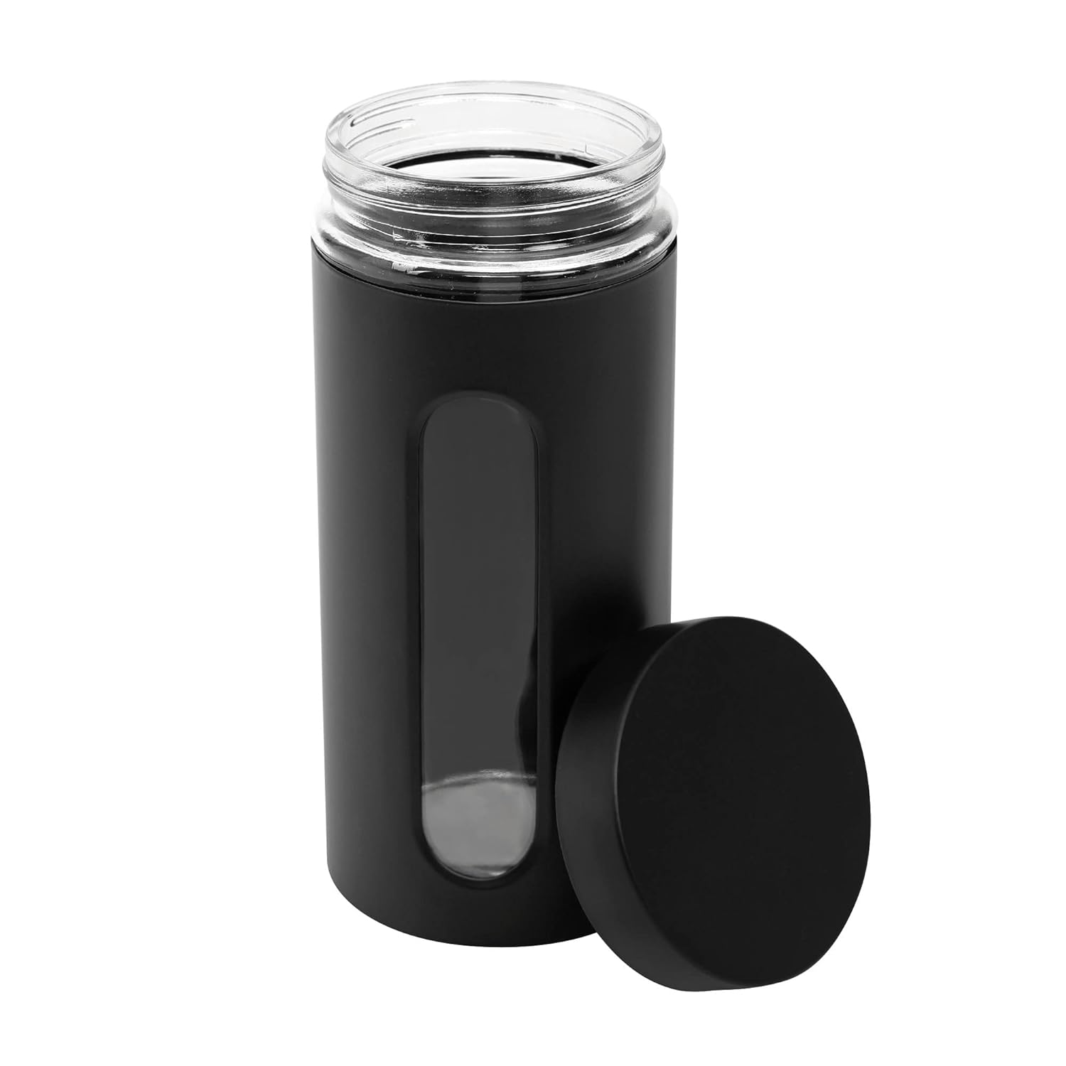 Cutting EDGE Oval Window - Powdered Black Finish Glass Jars for Dal,Dry Fruits,Spices and other Kitchen Storage