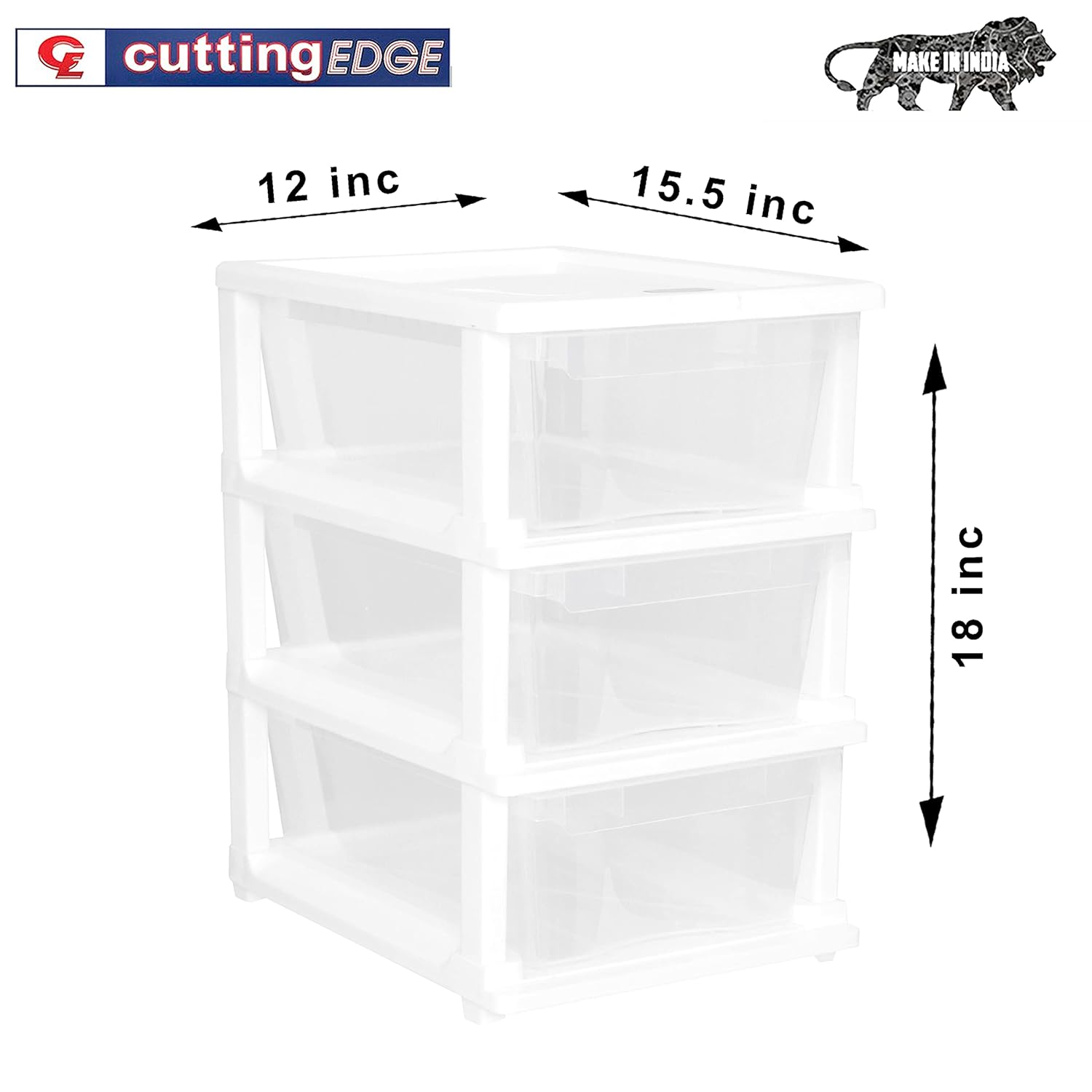 Cutting EDGE Plastic Small Modular Drawer Set For Home,Office,Hospital,Parlor,School,Doctors,Home & Kids,Product Dimension When Assembeled (Transparent,Rectangular)