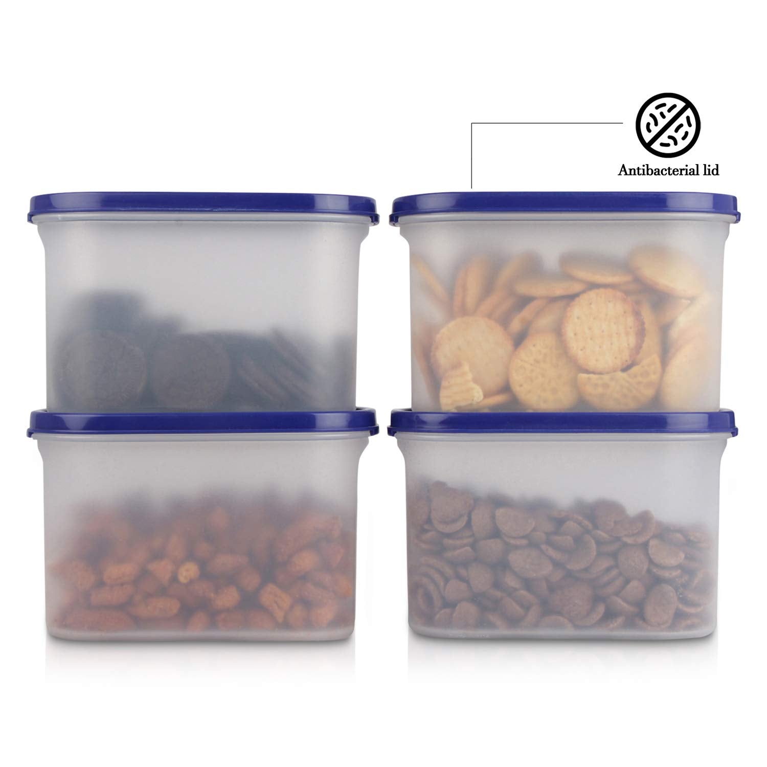 Cutting EDGE Anti Microbial Seal, Anti Bacterial Protection Storage Containers Set Oval, Modular Kitchen, for Flour, Cereals, Snacks, Stackable, BPA Free, Modular