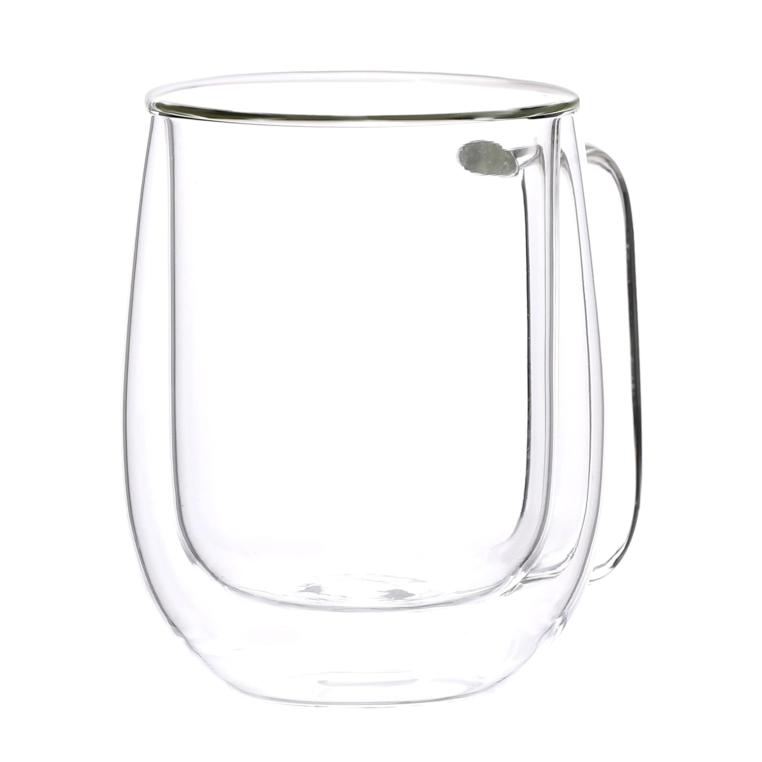 Cutting EDGE Iris Double Wall Heat Resistant Borosilicate Clear Tea Coffee Cup with Handle Glass Coffee Mug