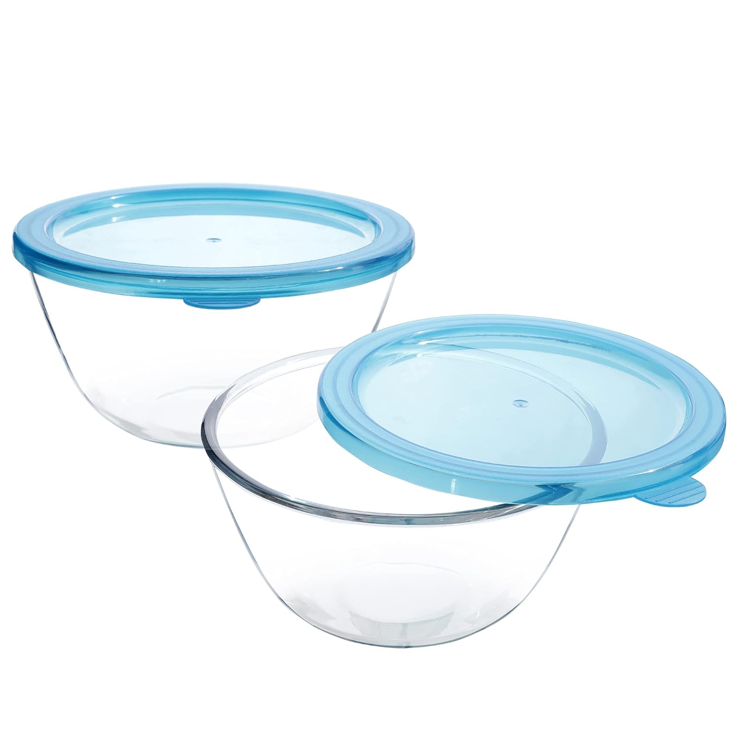 Cutting EDGE Borosilicate Mixing/Serving with Lid Round Glass Bowl for Kitchen (Transparent)
