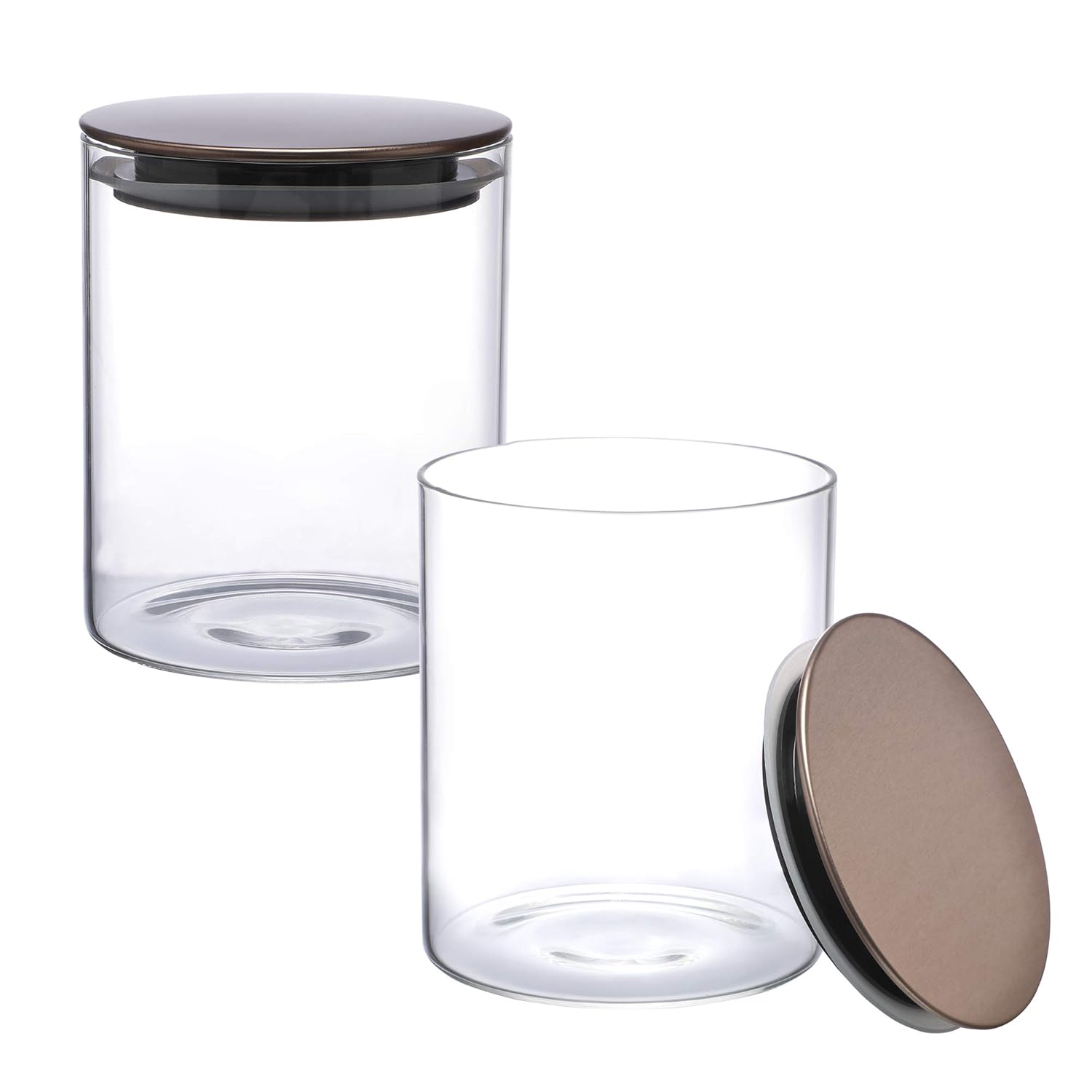 Cutting EDGE Borosilicate Round Glass Jar for Kitchen, Dry Fruits, Snacks, Storage with Metallic Lid with Silicone Sealant Ring Inside