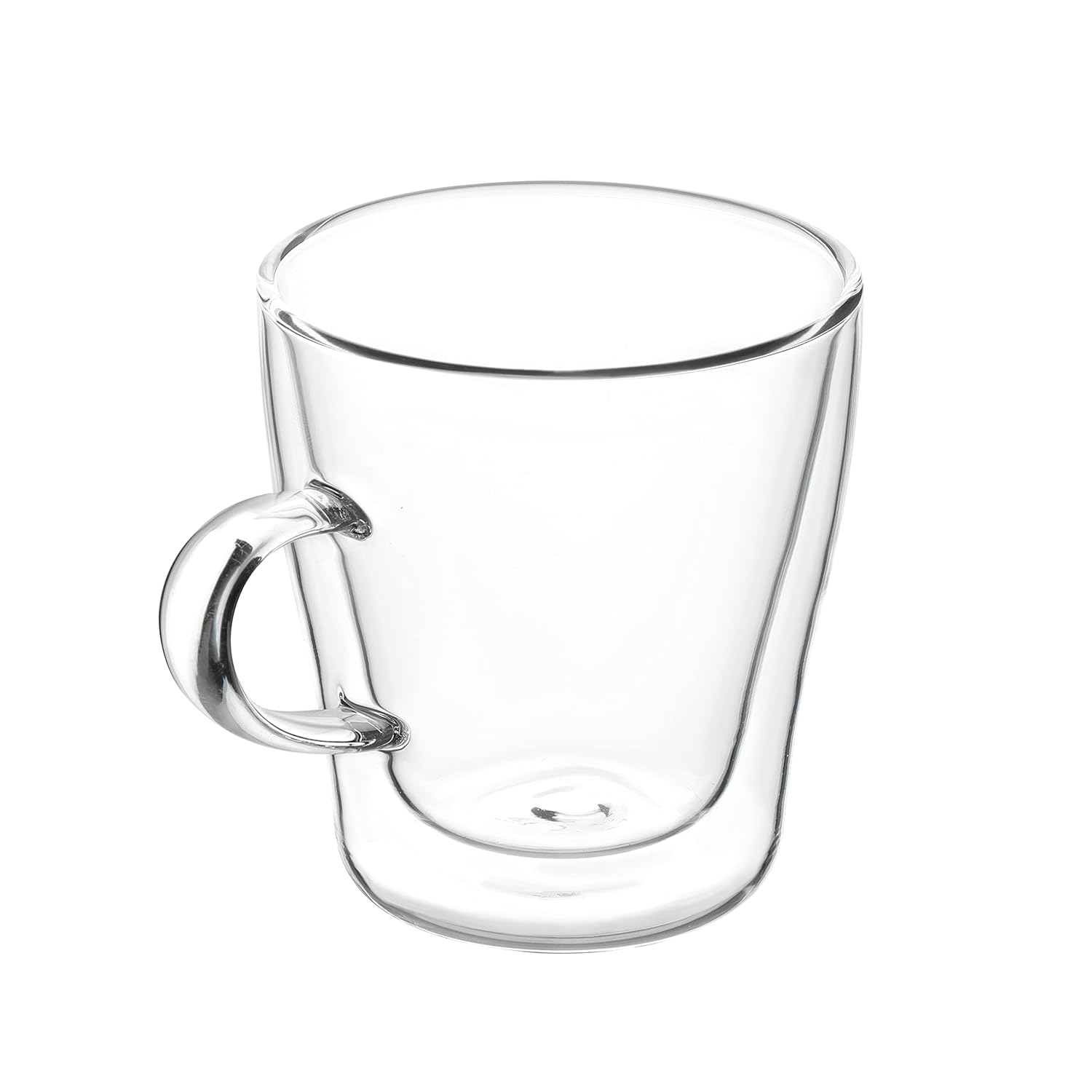 Cutting EDGE Iris Double Wall Heat Resistant Borosilicate Clear Tea Coffee Cup with Handle Glass Coffee Mug