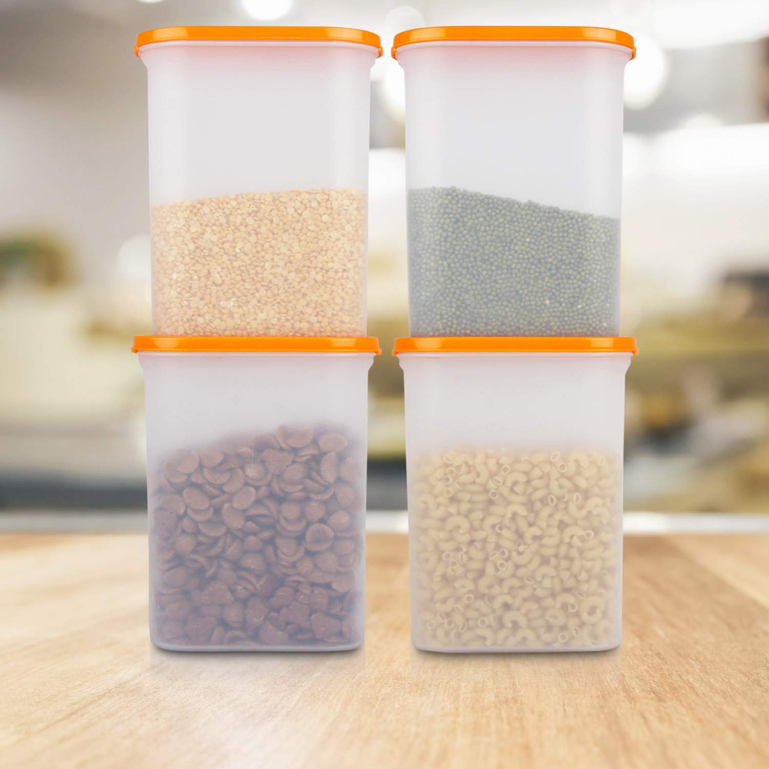 Cutting EDGE Anti Microbial Seal, Anti Bacterial Protection Storage Containers Set Oval, Modular Kitchen, for Flour, Cereals, Snacks, Stackable, BPA Free, Modular