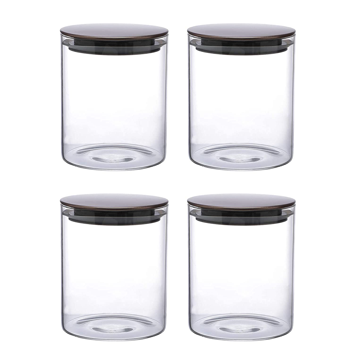 Cutting EDGE Borosilicate Round Glass Jar for Kitchen, Dry Fruits, Snacks, Storage with Metallic Lid with Silicone Sealant Ring Inside