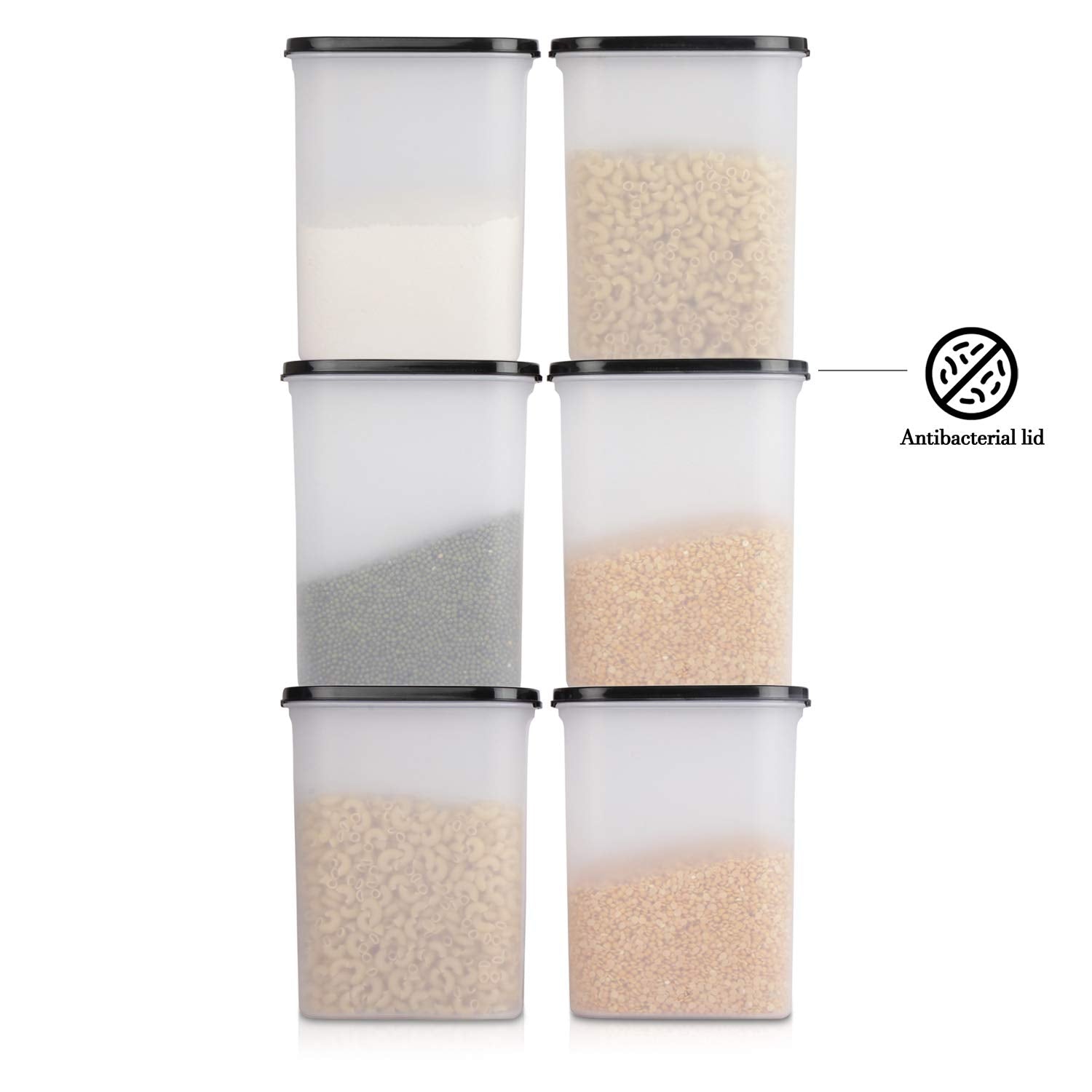 Cutting EDGE Anti Microbial Seal, Anti Bacterial Protection Storage Containers Set Oval, Modular Kitchen, for Flour, Cereals, Snacks, Stackable, BPA Free, Modular