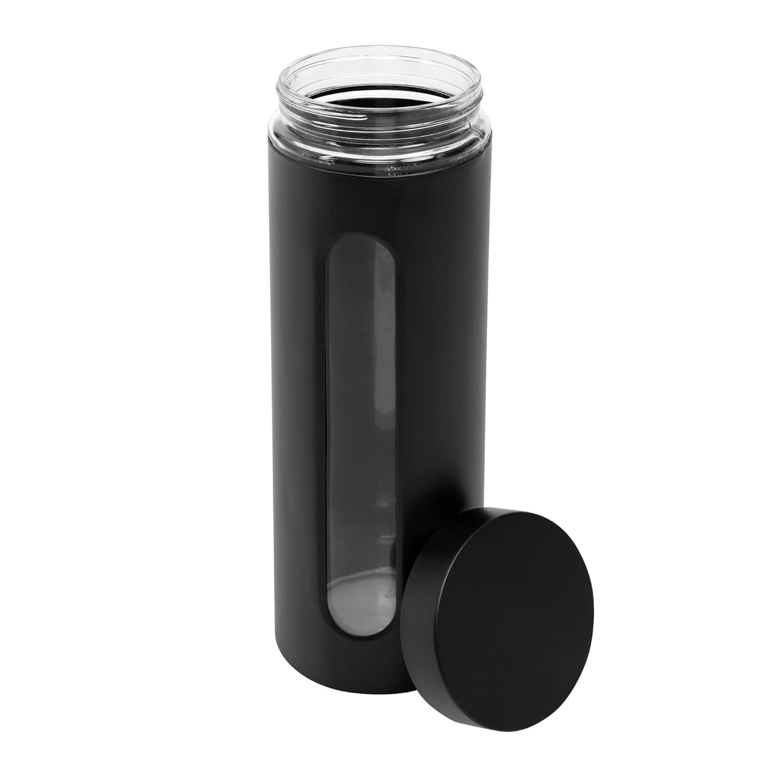 Cutting EDGE Oval Window - Powdered Black Finish Glass Jars for Dal,Dry Fruits,Spices and other Kitchen Storage