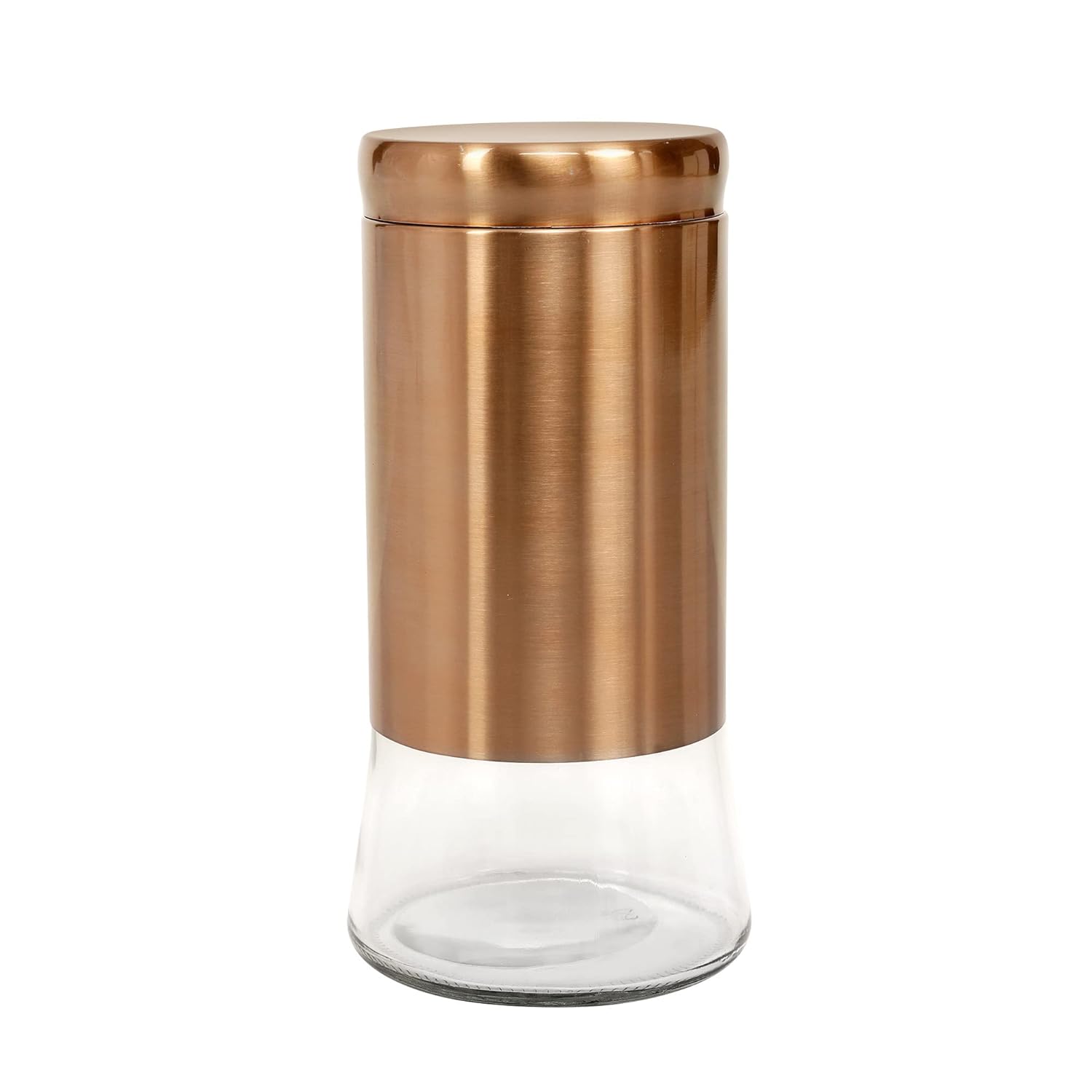 Cutting EDGE Rose Gold Finish Clear Glass Tapered Glass Jars for Sugar,Cereal, Spices, Pulses and other Kitchen Storage
