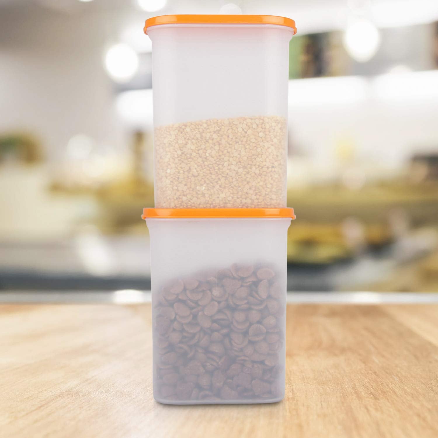 Cutting EDGE Anti Microbial Seal, Anti Bacterial Protection Storage Containers Set Oval, Modular Kitchen, for Flour, Cereals, Snacks, Stackable, BPA Free, Modular