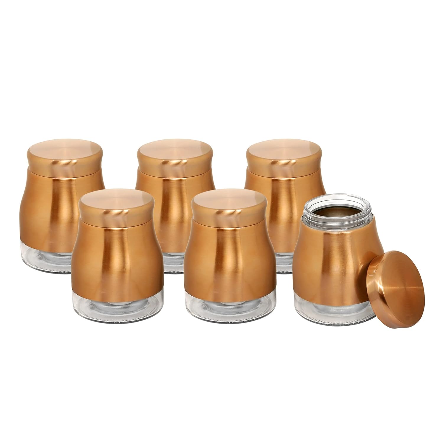 Cutting EDGE Rose Gold Finish - Bell Bottom Glass Jars for Sugar, Cereal,  Spices, Pulses and other Kitchen Storage