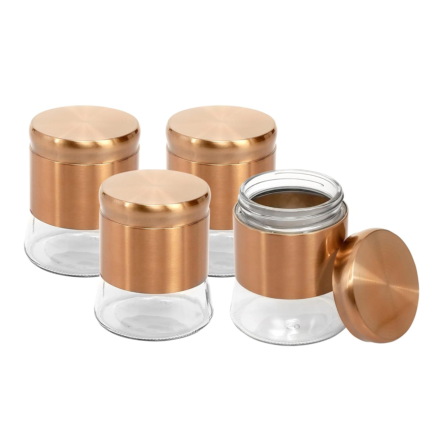 Cutting EDGE Rose Gold Finish - Bell Bottom Glass Jars for Sugar, Cereal,  Spices, Pulses and other Kitchen Storage