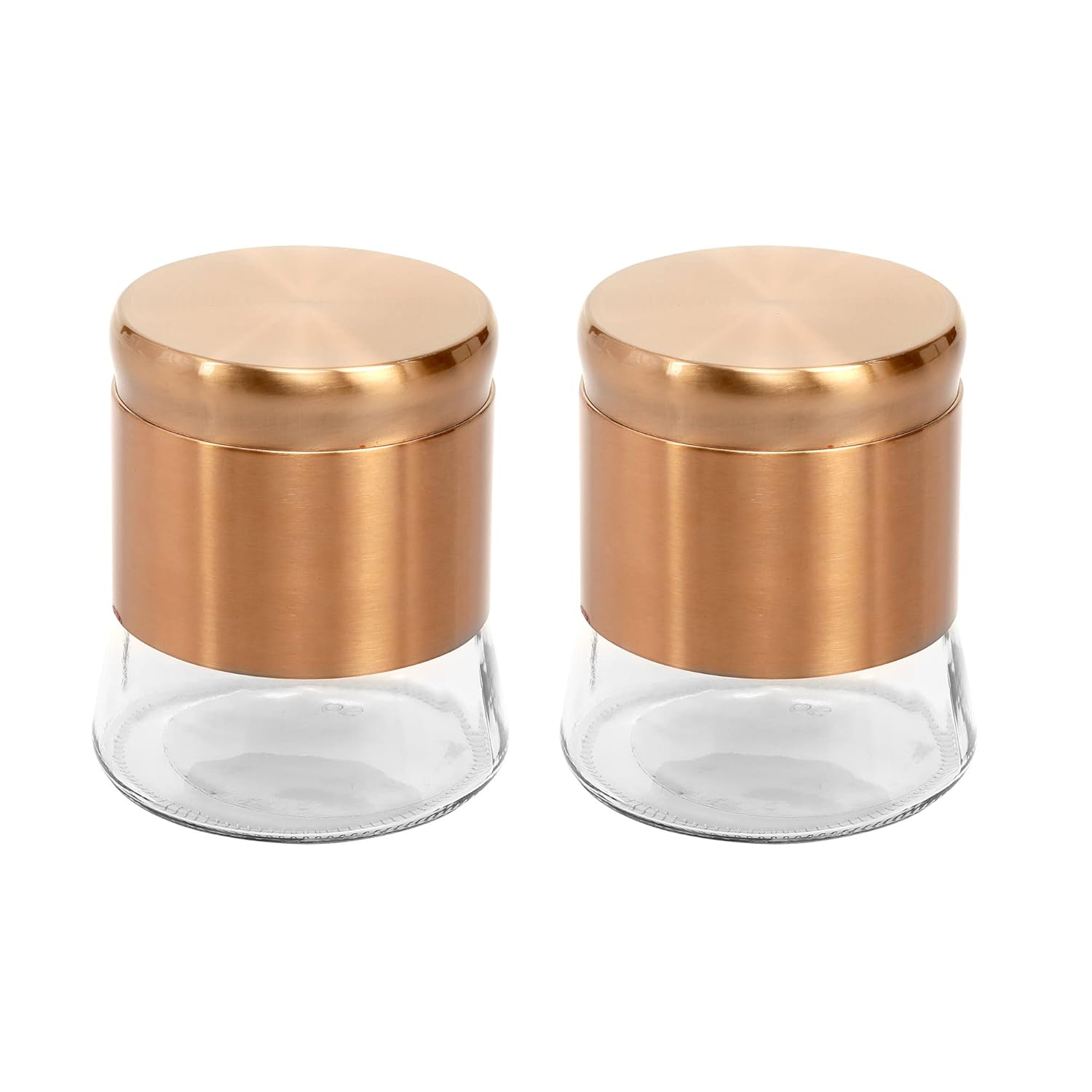 Cutting EDGE Rose Gold Finish - Bell Bottom Glass Jars for Sugar, Cereal,  Spices, Pulses and other Kitchen Storage