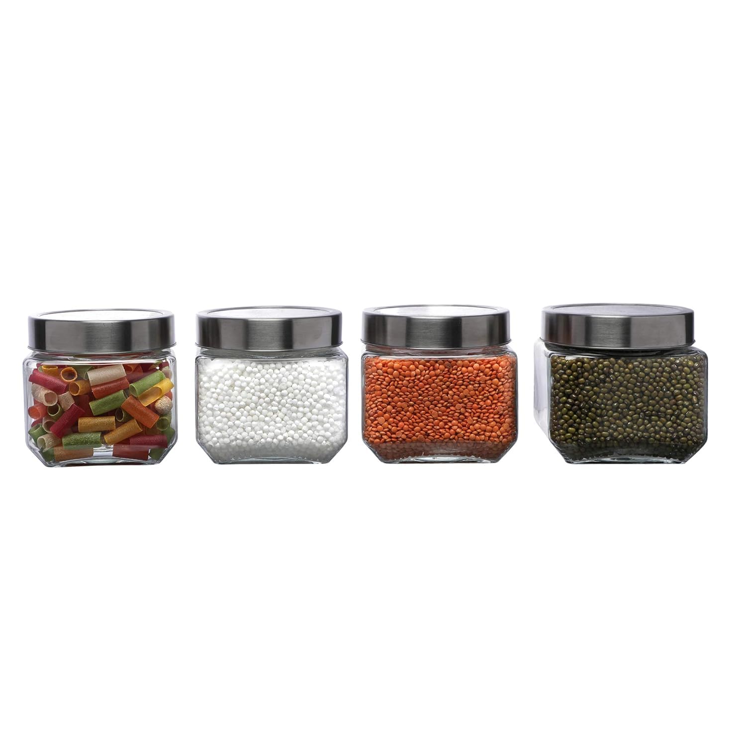 Cutting EDGE Glass Jar Transparent Barni for Kitchen, Aachar Pickle, Dal, Dry Fruits, Masala, Spices, Grocery, Grains Storage Container with Silver See-Through Cap