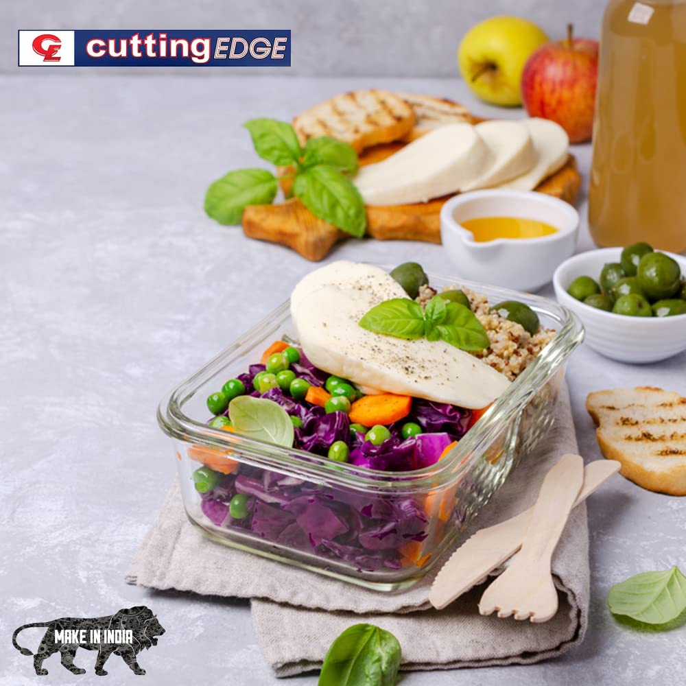 Cutting EDGE Smart Lock Borosilicate Rectangular Lunch Boxes / Glass Food Container with Air Vent Lid