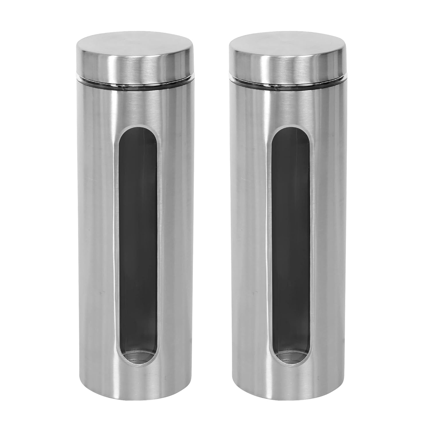 Cutting EDGE Oval Glass Window - Steel Jacketed Glass Jars for Dal, Dry Fruits, Spices and other Kitchen Storage