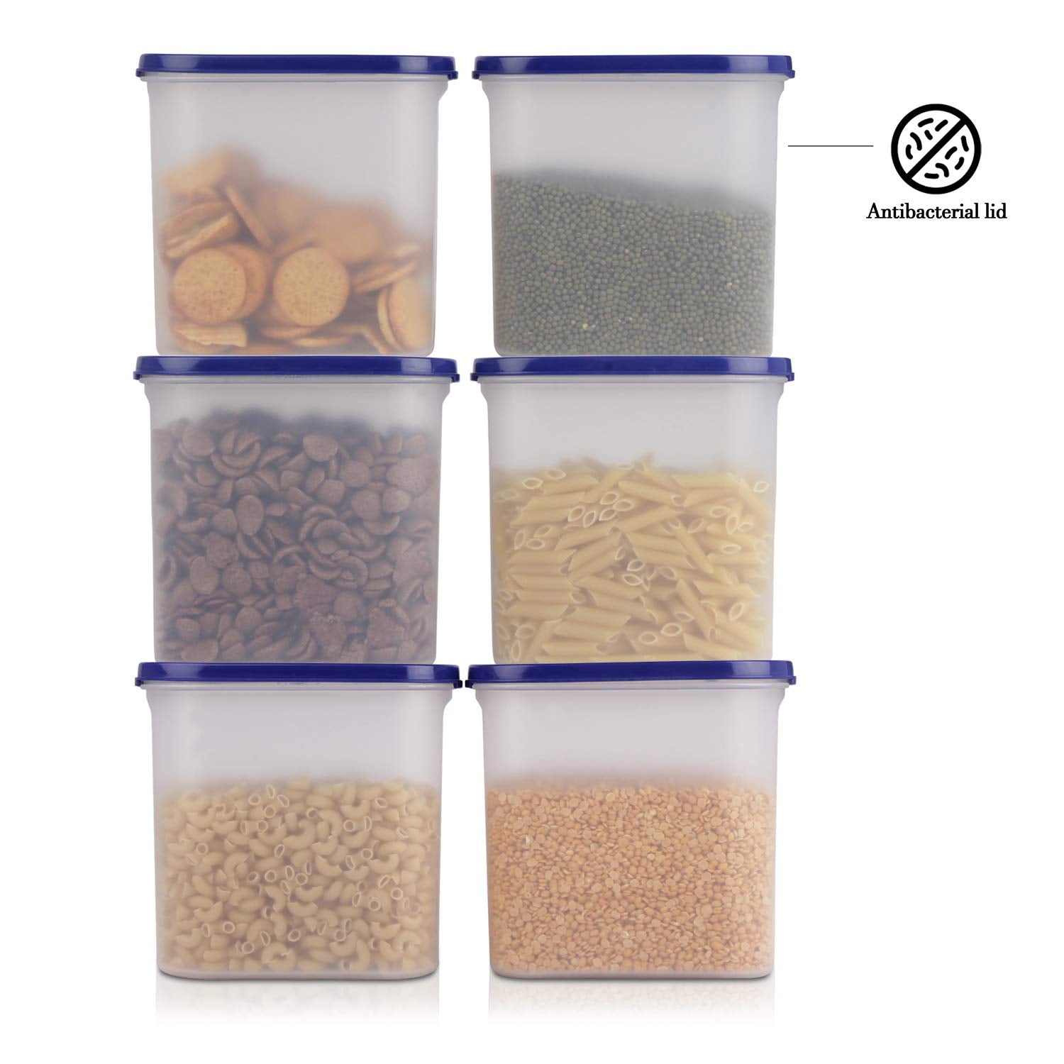 Cutting EDGE Anti Microbial Seal, Anti Bacterial Protection Storage Containers Set Oval, Modular Kitchen, for Flour, Cereals, Snacks, Stackable, BPA Free, Modular
