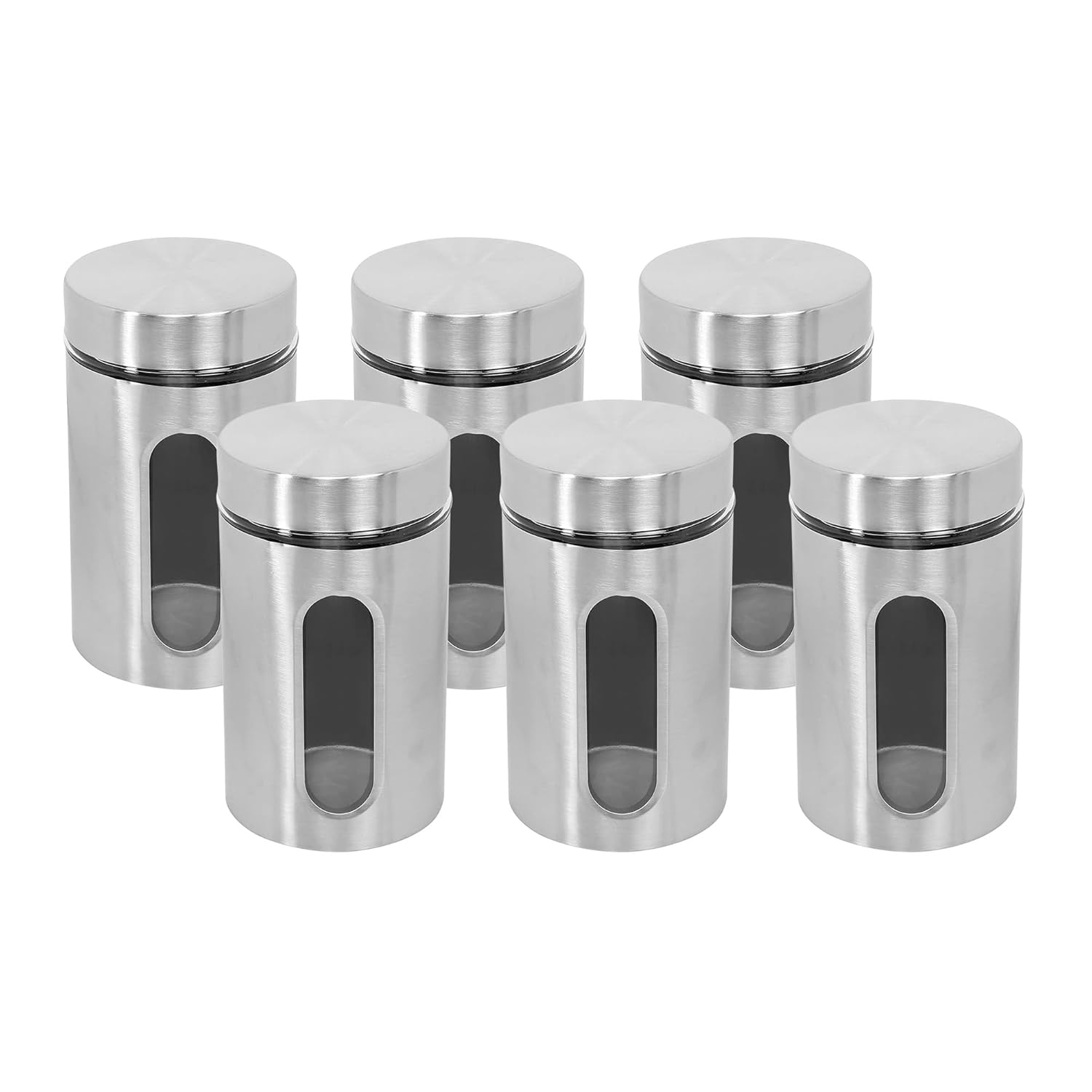 Cutting EDGE Oval Glass Window - Steel Jacketed Glass Jars for Dal, Dry Fruits, Spices and other Kitchen Storage