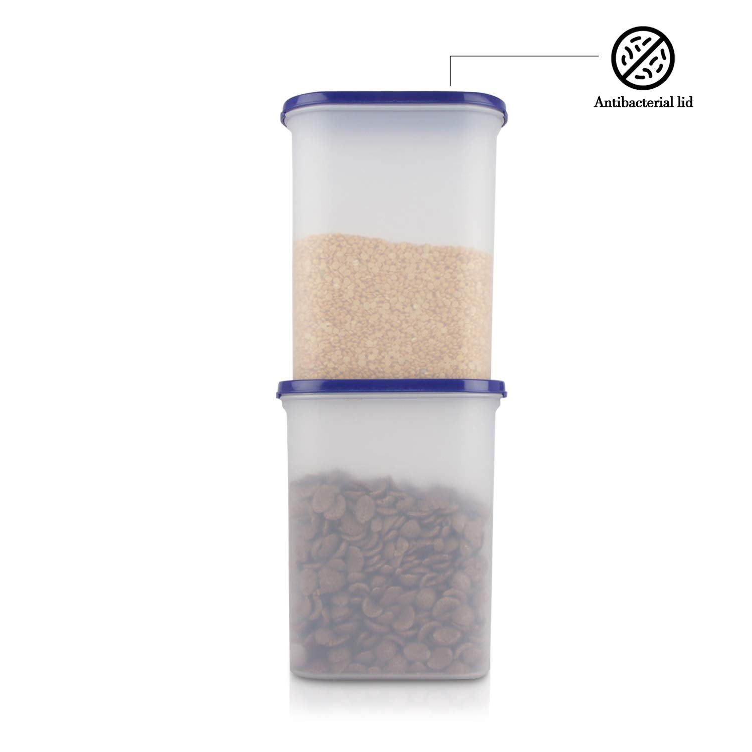 Cutting EDGE Anti Microbial Seal, Anti Bacterial Protection Storage Containers Set Oval, Modular Kitchen, for Flour, Cereals, Snacks, Stackable, BPA Free, Modular