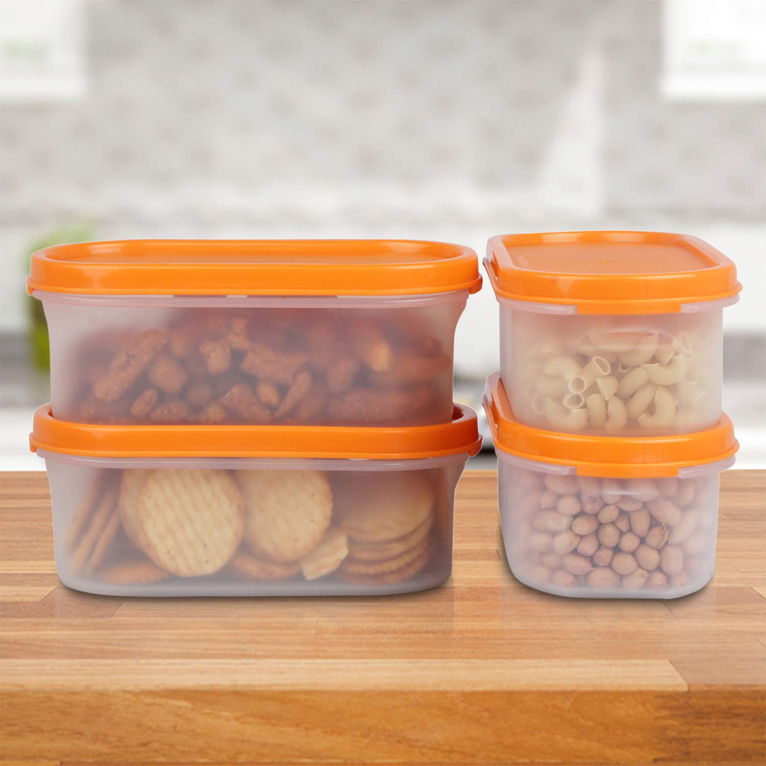 Cutting EDGE Anti Microbial Seal, Anti Bacterial Protection Storage Containers Set Oval, Modular Kitchen, for Flour, Cereals, Snacks, Stackable, BPA Free, Modular