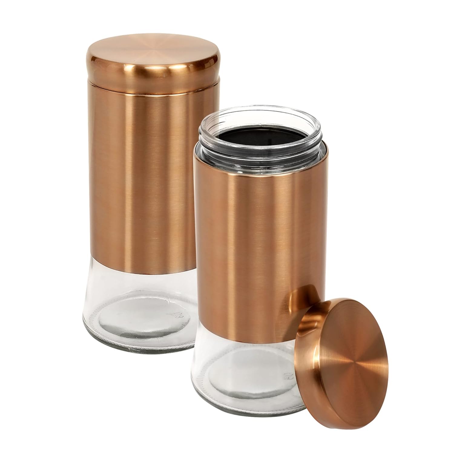 Cutting EDGE Rose Gold Finish Clear Glass Tapered Glass Jars for Sugar,Cereal, Spices, Pulses and other Kitchen Storage