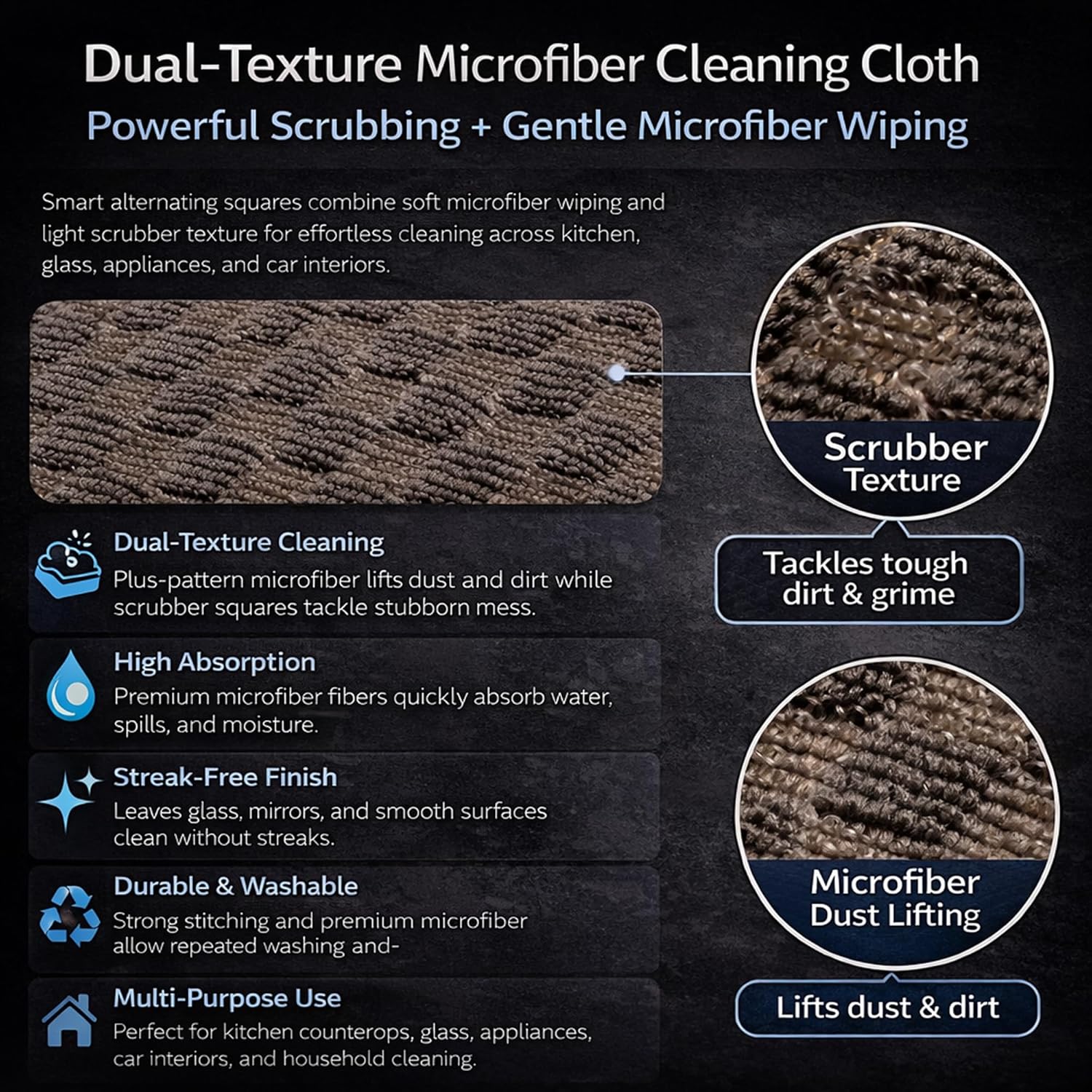 2-in-1 Dual Textured Microfiber Towel - 320GSM – Cutting EDGE