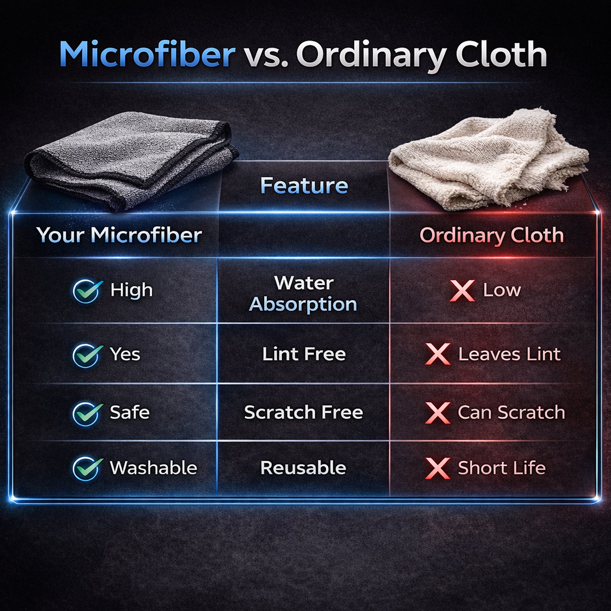 Cutting EDGE Microfiber Cleaning Cloth Thick Lint & Scratch Free Multi