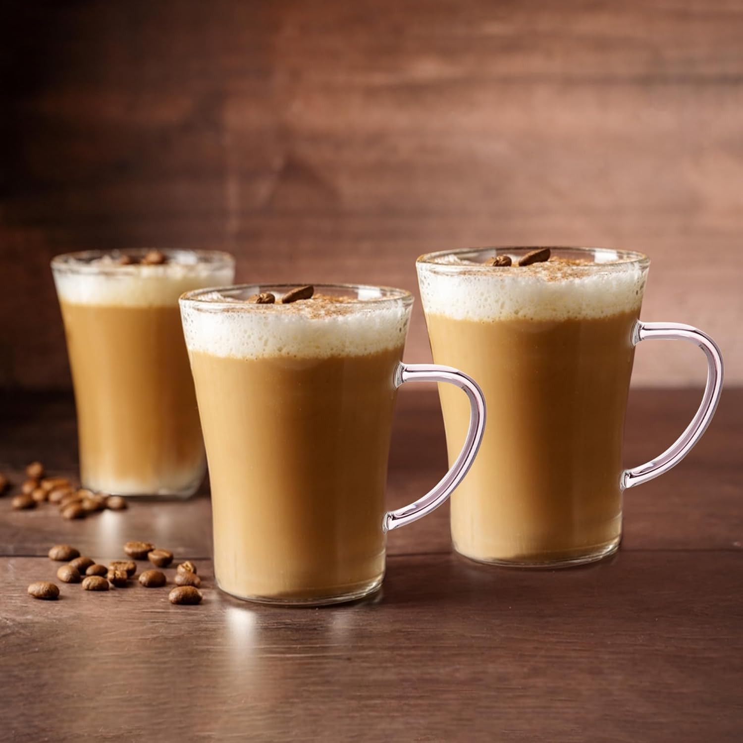 Crystal Clear, Microwave Safe for Regular Use, Serving Hot Latte Coffee, Cappuccino, Milk, Green & Black Tea