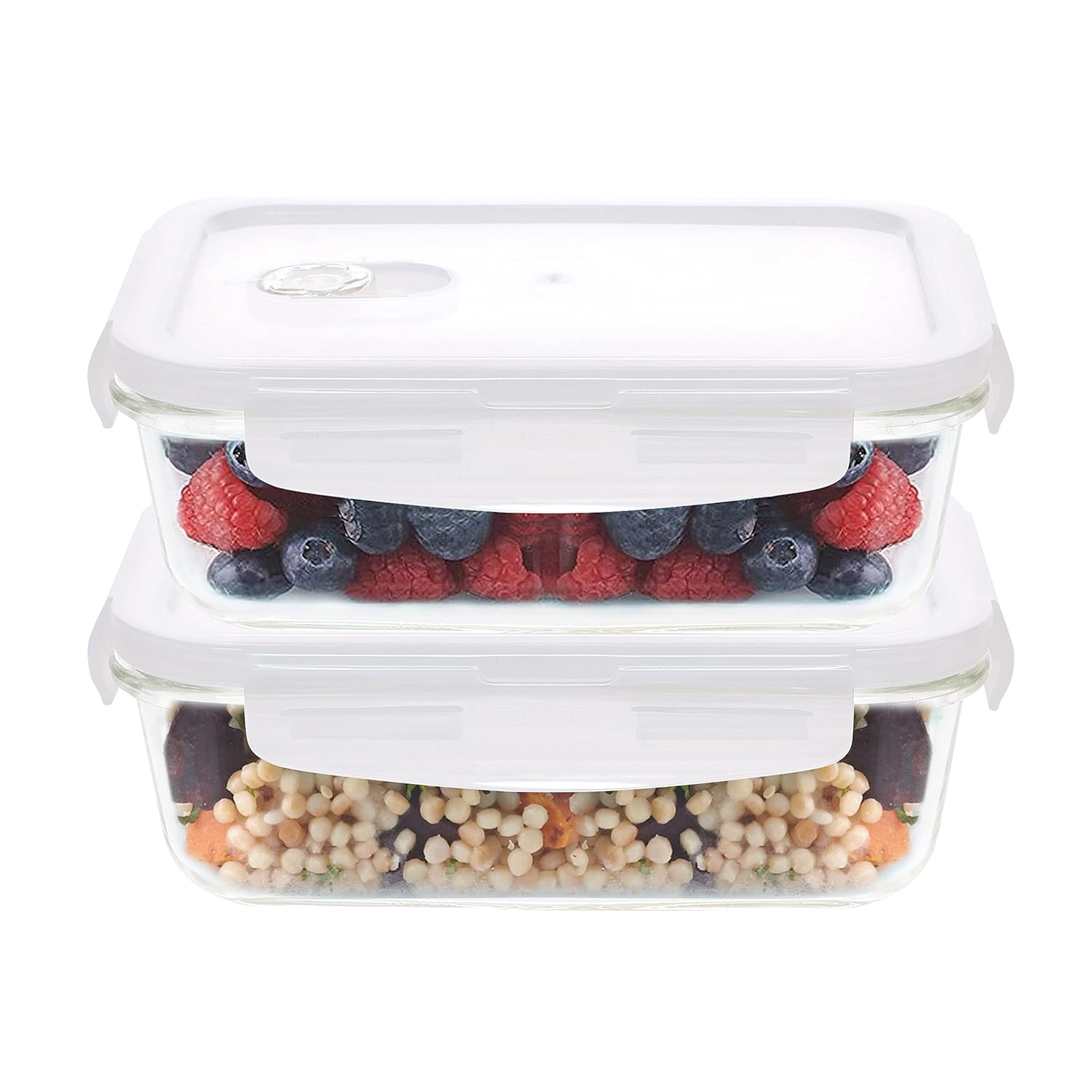 Cutting EDGE Smart Lock Borosilicate Rectangular Lunch Boxes / Glass Food Container with Air Vent Lid