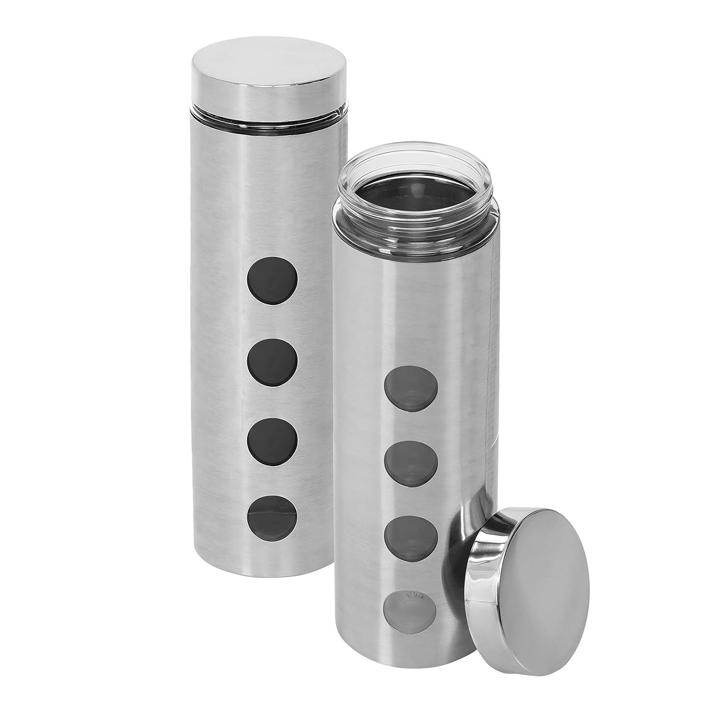 Cutting EDGE Drip Window - Steel Jacketed Glass Jars for Dal, Dry, Spices, Fruits, Kitchen Storage Container