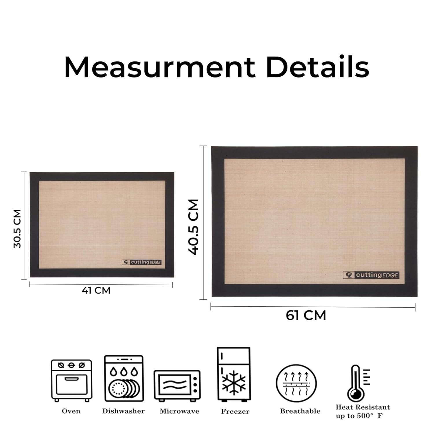 Cutting EDGE Silicone Baking Mat, Non Stick & Reusable, Oven Baking Sheets for Making Cookies, Macaroons, Bread, Brownies, Pizza