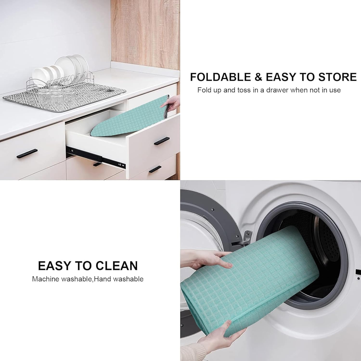 Quick Dry Water Absorbent Pad for Dish, Bowl Plates, Tableware, Light Green