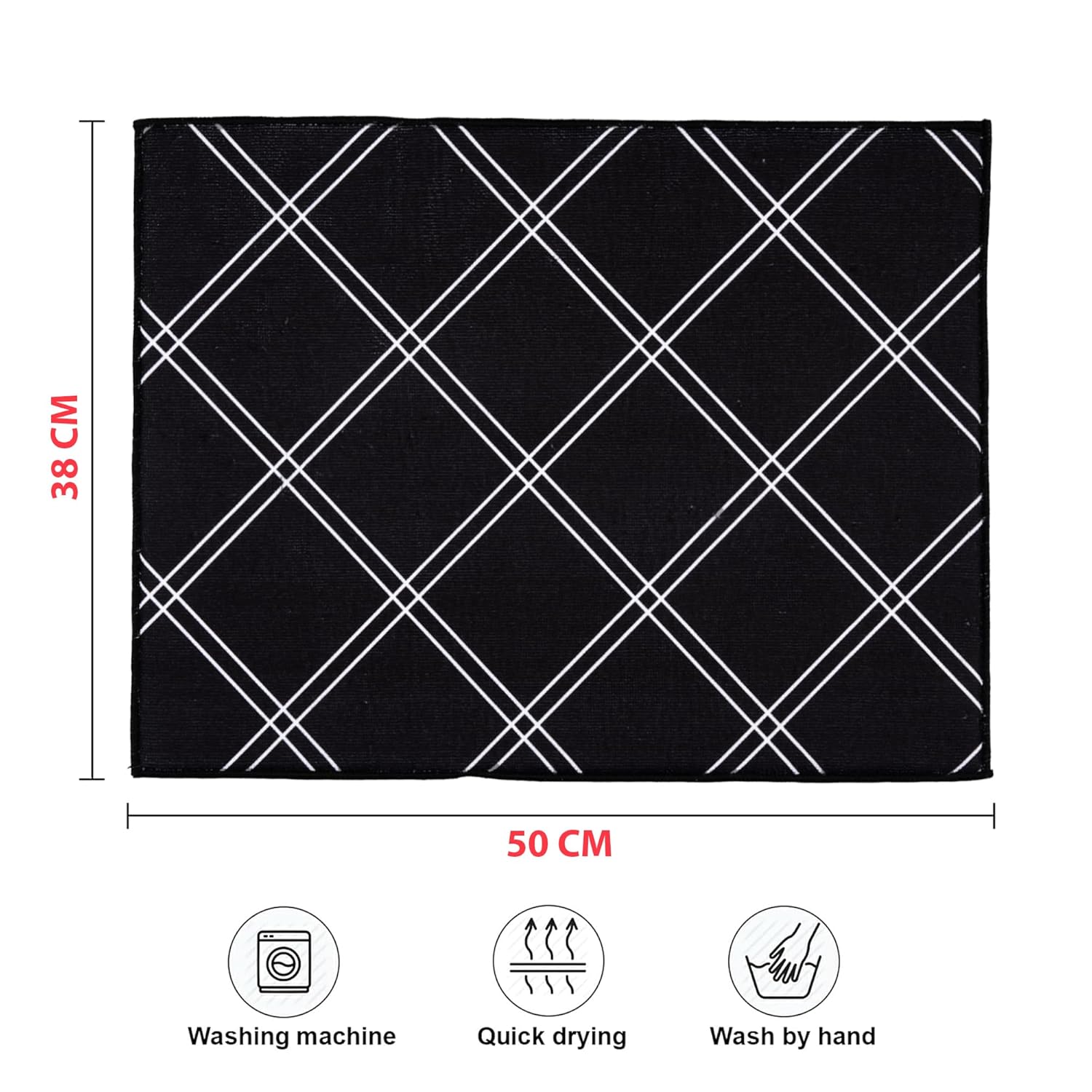 Cutting EDGE Microfiber Dish Drying Mat – Water Absorbent & Reversible for Kitchen Utensils, Counter Top, Sink (50CM X 38CM)