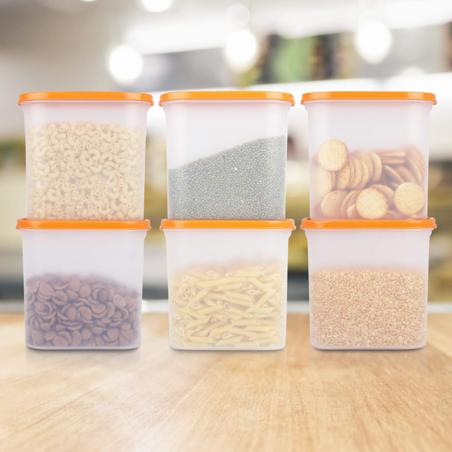 Cutting EDGE Anti Microbial Seal, Anti Bacterial Protection Storage Containers Set Oval, Modular Kitchen, for Flour, Cereals, Snacks, Stackable, BPA Free, Modular