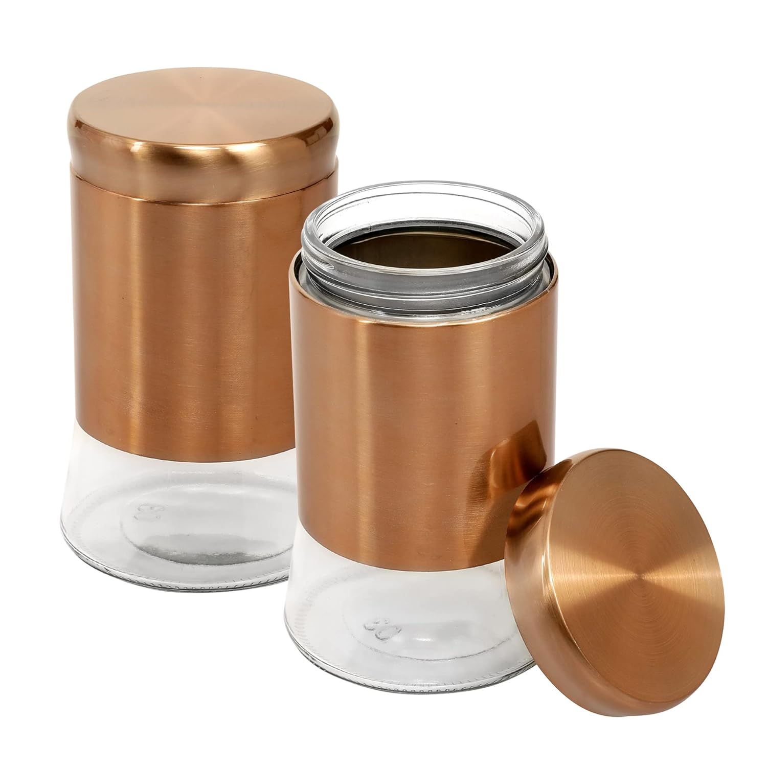 Cutting EDGE Rose Gold Finish Clear Glass Tapered Glass Jars for Sugar,Cereal, Spices, Pulses and other Kitchen Storage