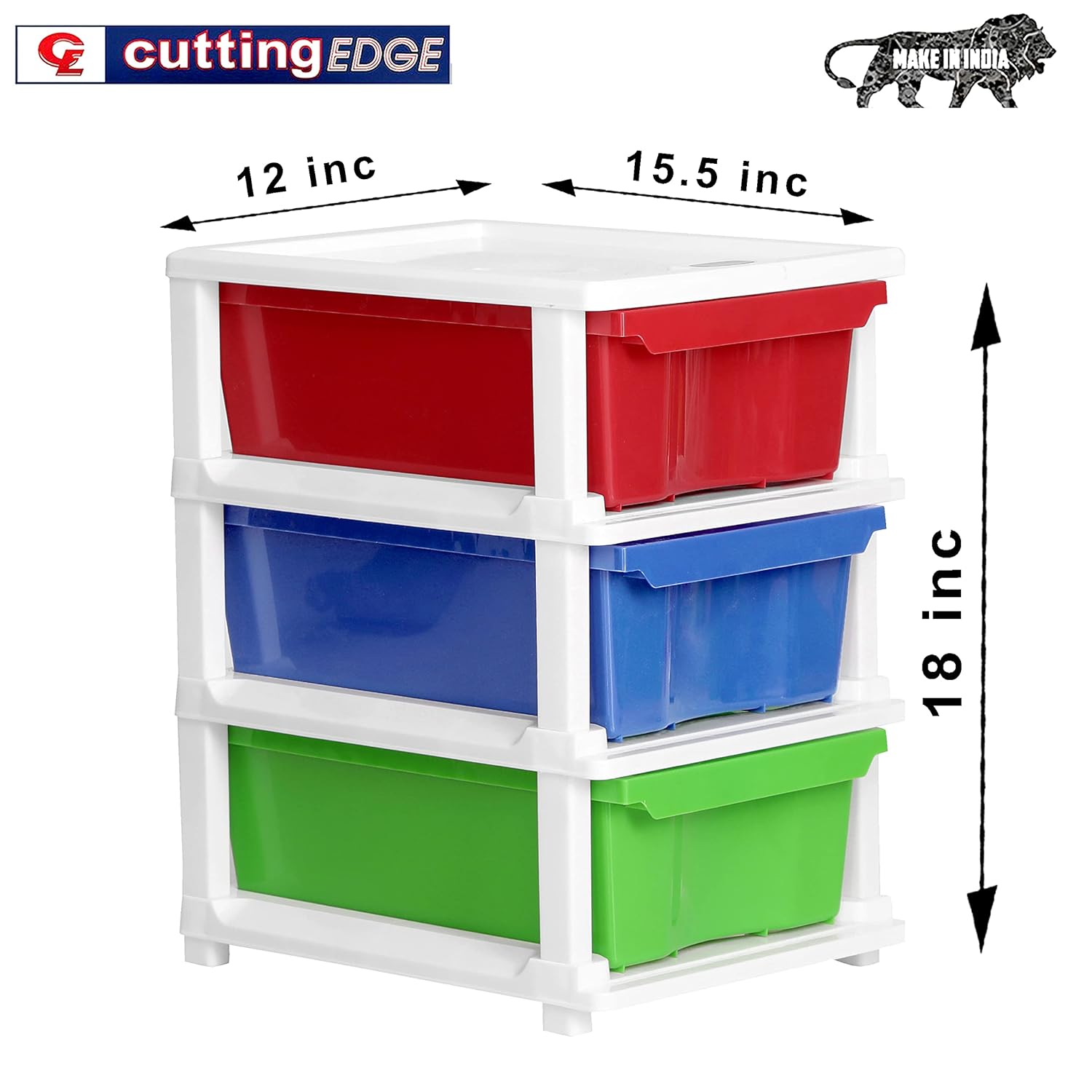 Cutting EDGE Compact Modular Plastic Drawer Set for Home, Office, Hospital, Parlor, School, Home & Kids, Product Dimension when assembled (Multicolor)