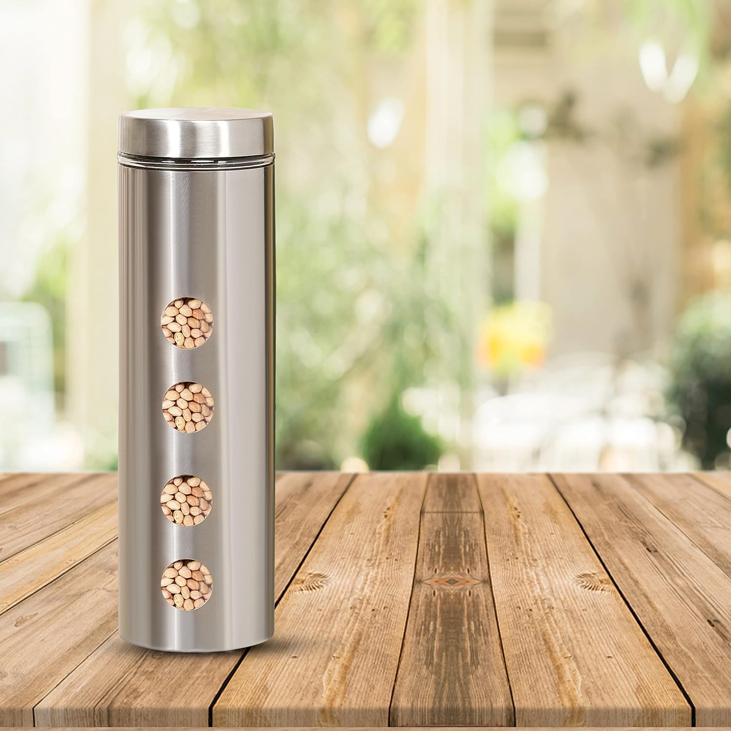 Cutting EDGE Drip Window - Steel Jacketed Glass Jars for Dal, Dry, Spices, Fruits, Kitchen Storage Container