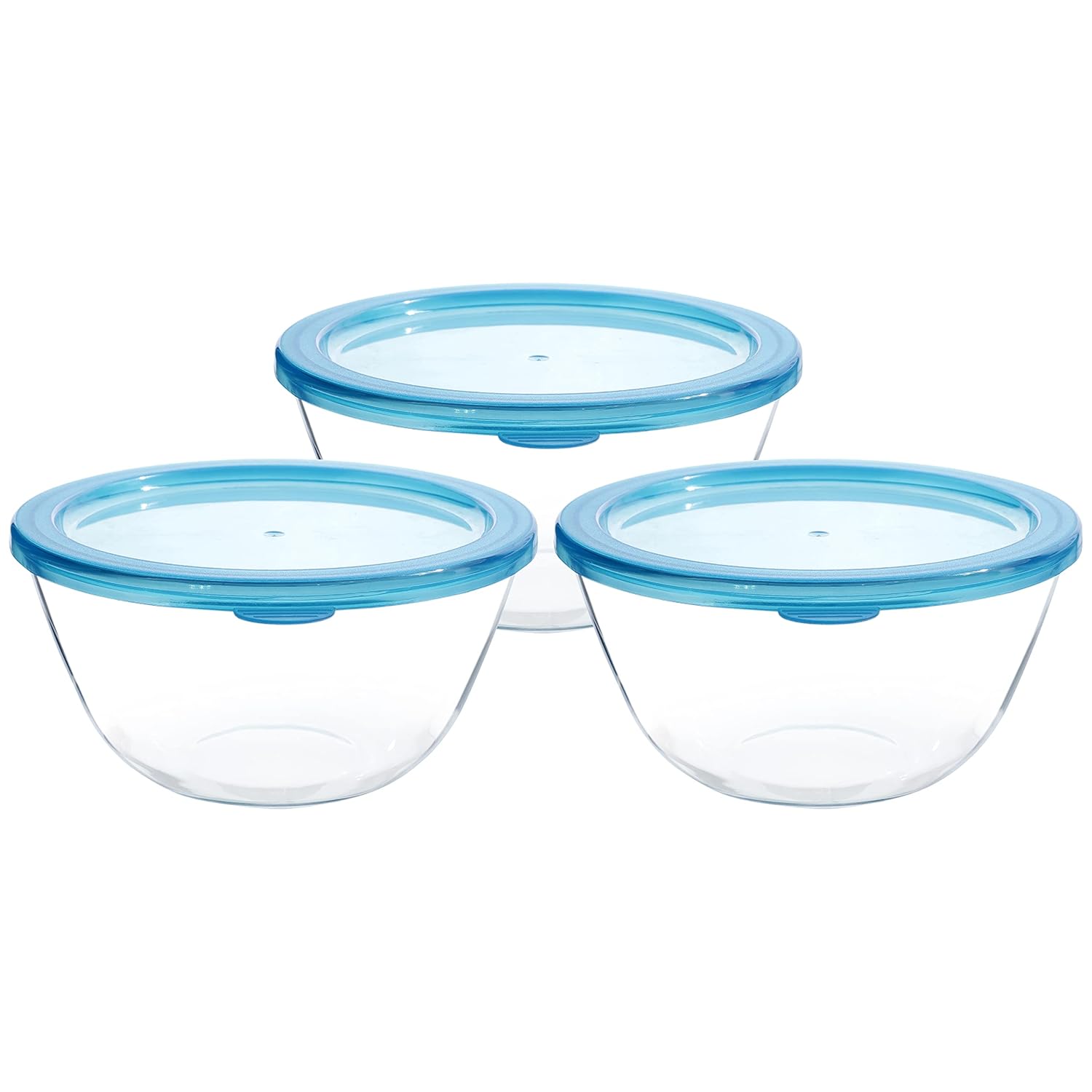 Cutting EDGE Borosilicate Mixing/Serving with Lid Round Glass Bowl for Kitchen (Transparent)