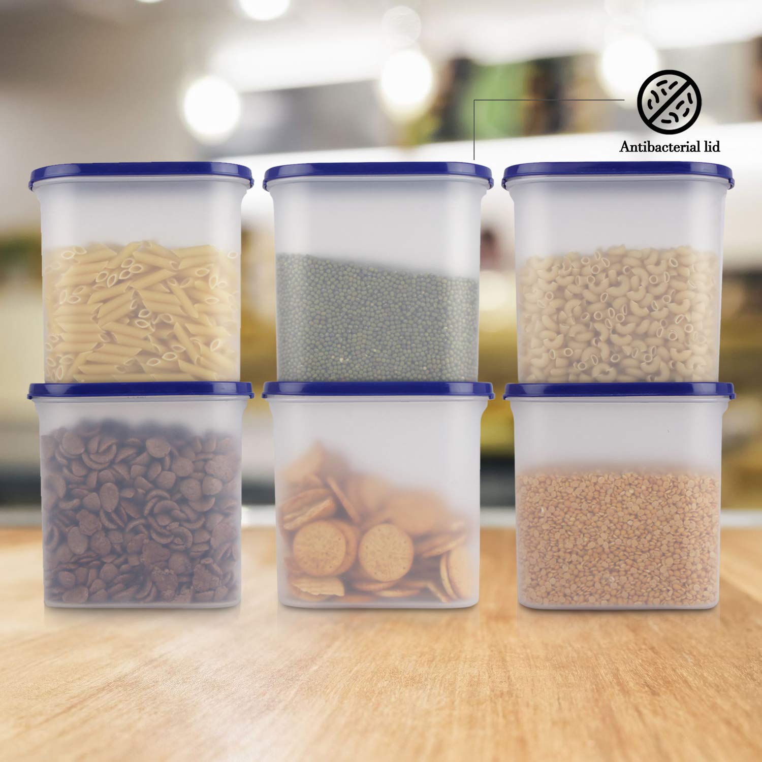 Cutting EDGE Anti Microbial Seal, Anti Bacterial Protection Storage Containers Set Oval, Modular Kitchen, for Flour, Cereals, Snacks, Stackable, BPA Free, Modular