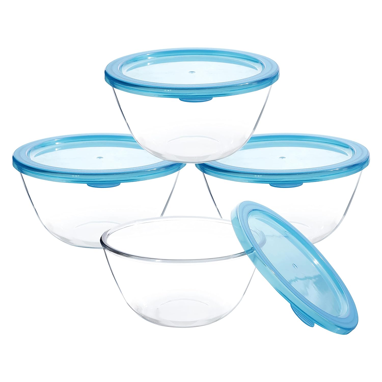 Cutting EDGE Borosilicate Mixing/Serving with Lid Round Glass Bowl for Kitchen (Transparent)
