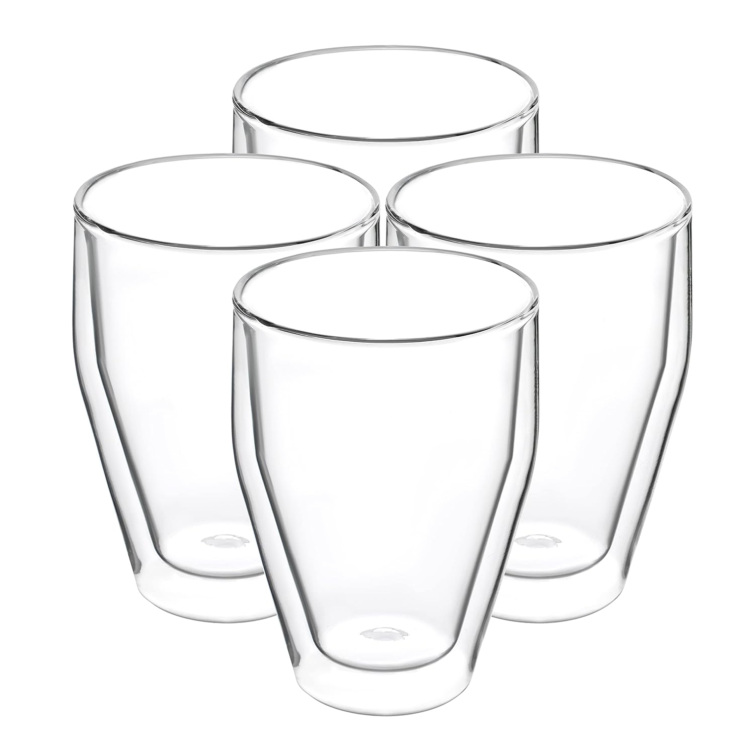 Cutting EDGE Iris Double Wall Heat Resistant Borosilicate Clear Tea Coffee Cup with Handle Glass Coffee Mug