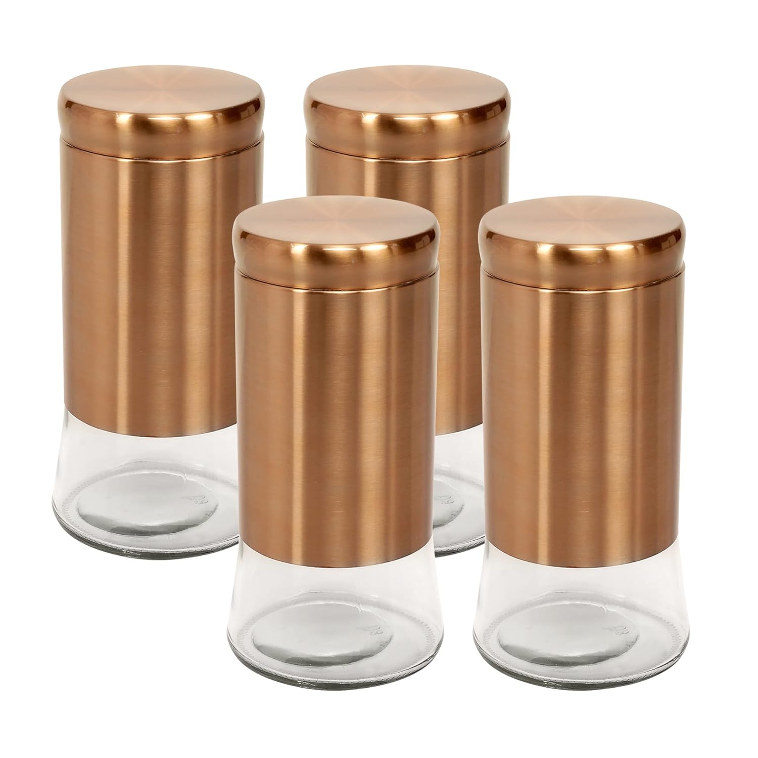 Cutting EDGE Rose Gold Finish Clear Glass Tapered Glass Jars for Sugar,Cereal, Spices, Pulses and other Kitchen Storage