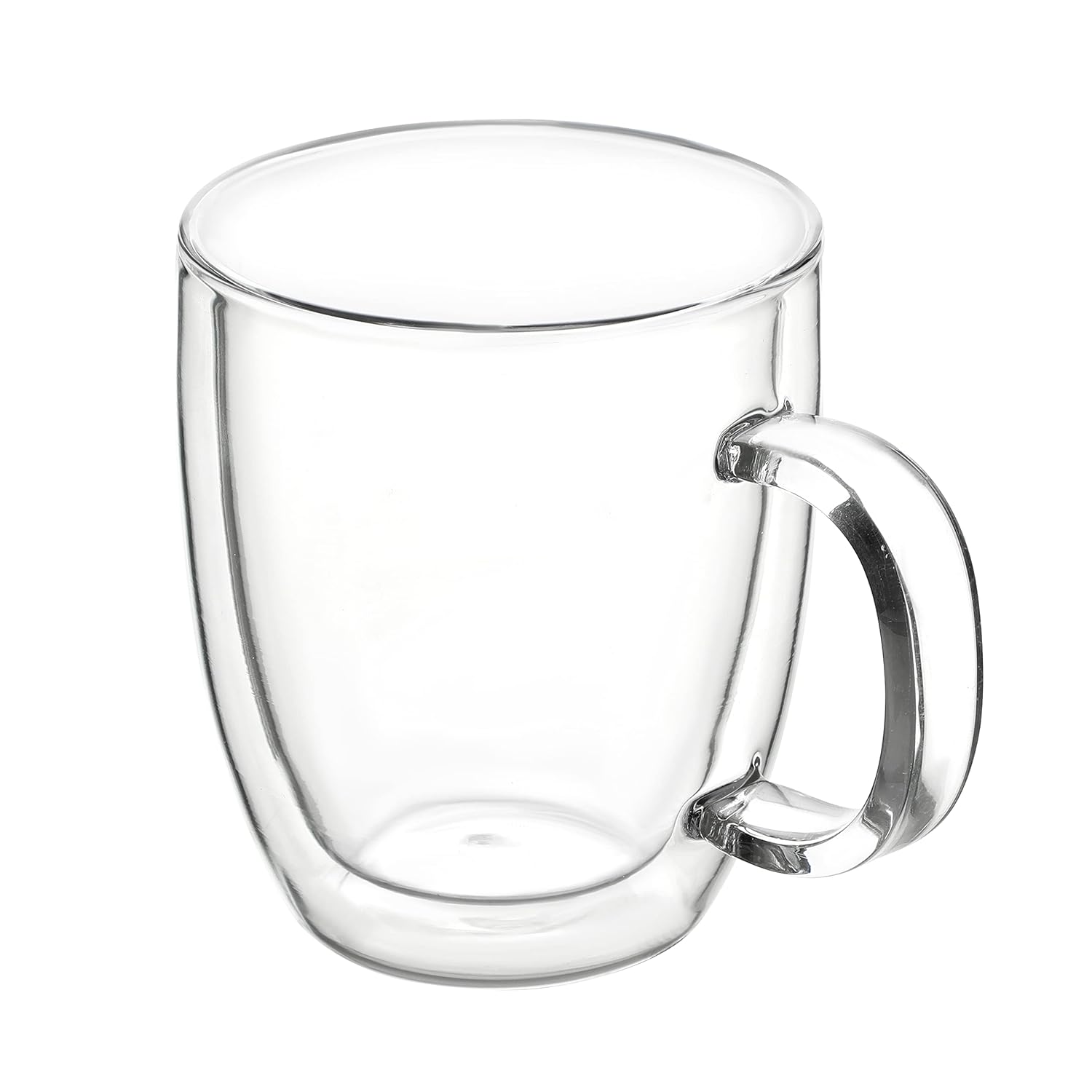 Cutting EDGE Iris Double Wall Heat Resistant Borosilicate Clear Tea Coffee Cup with Handle Glass Coffee Mug