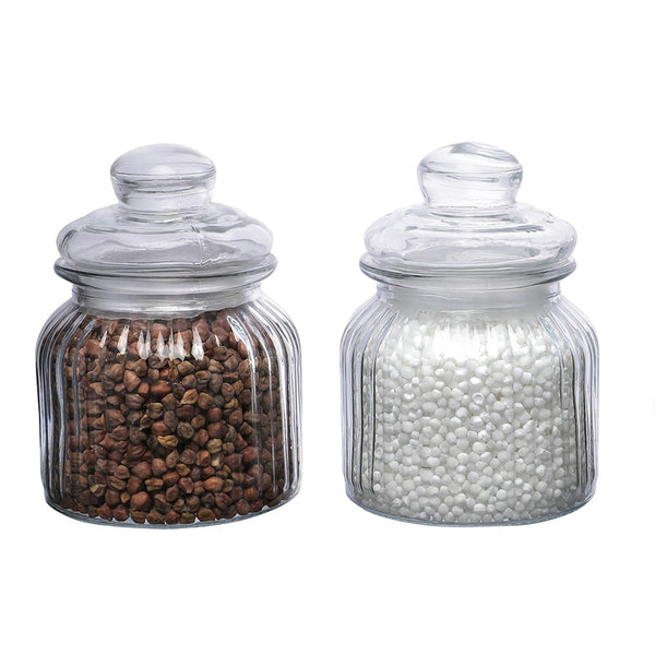 Cutting EDGE Glass Mimosa Jar | Clear Container for Dining Table, Kitchen, Aachar Pickle, Sweets, Chutney, Dry Fruits, Grocery